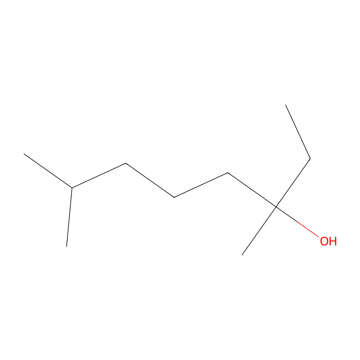 Tetrahydrolinalool molecular structure, CAS 78-69-3