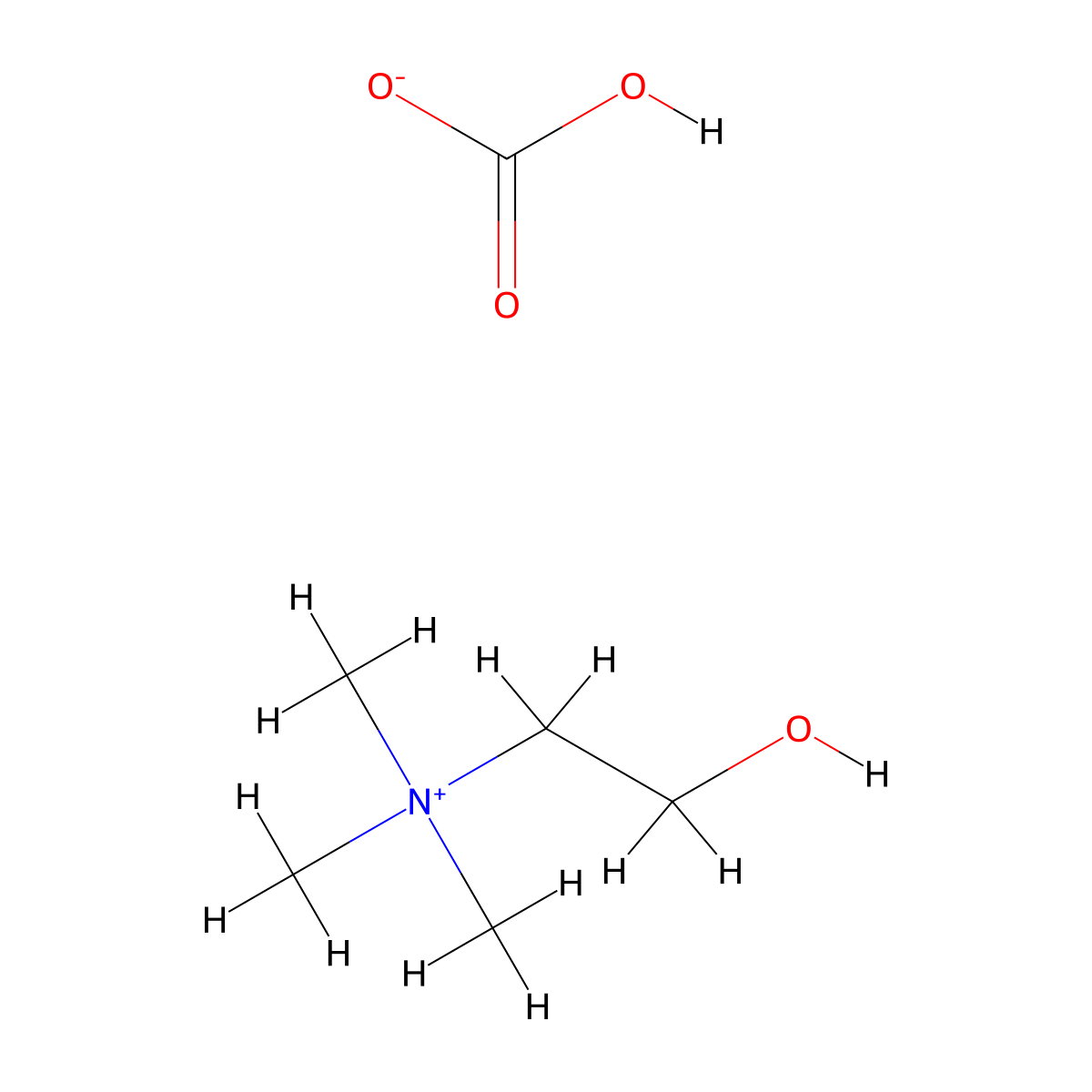 Choline bicarbonate molecular structure, CAS 78-73-9