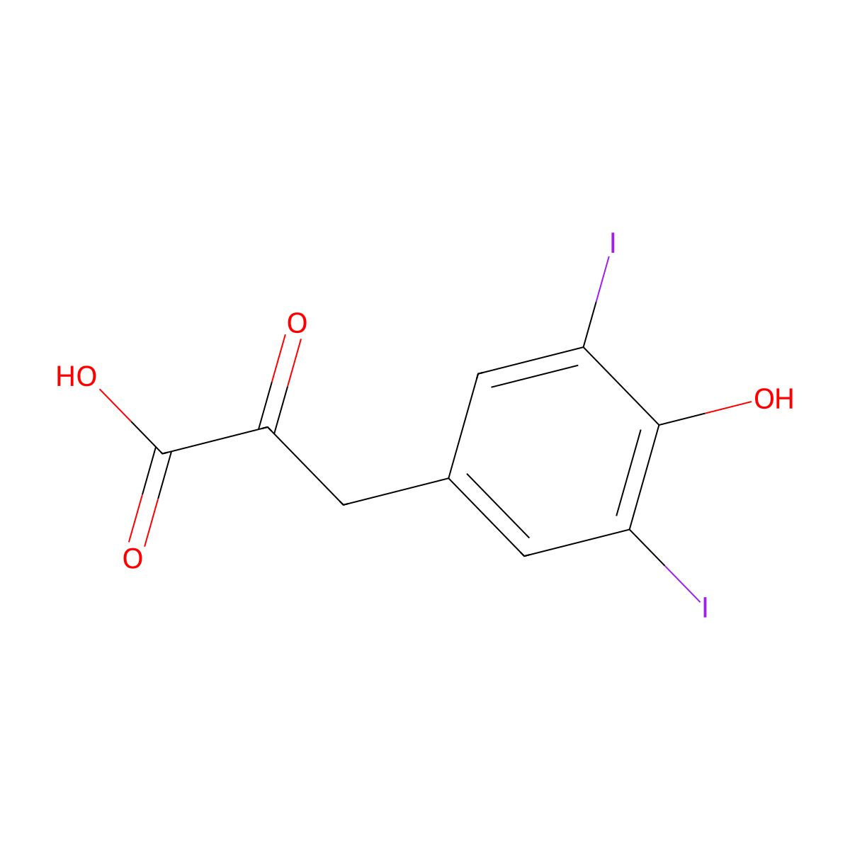 Hydroxydiiodophenylpyruvic acid molecular structure, CAS 780-00-7