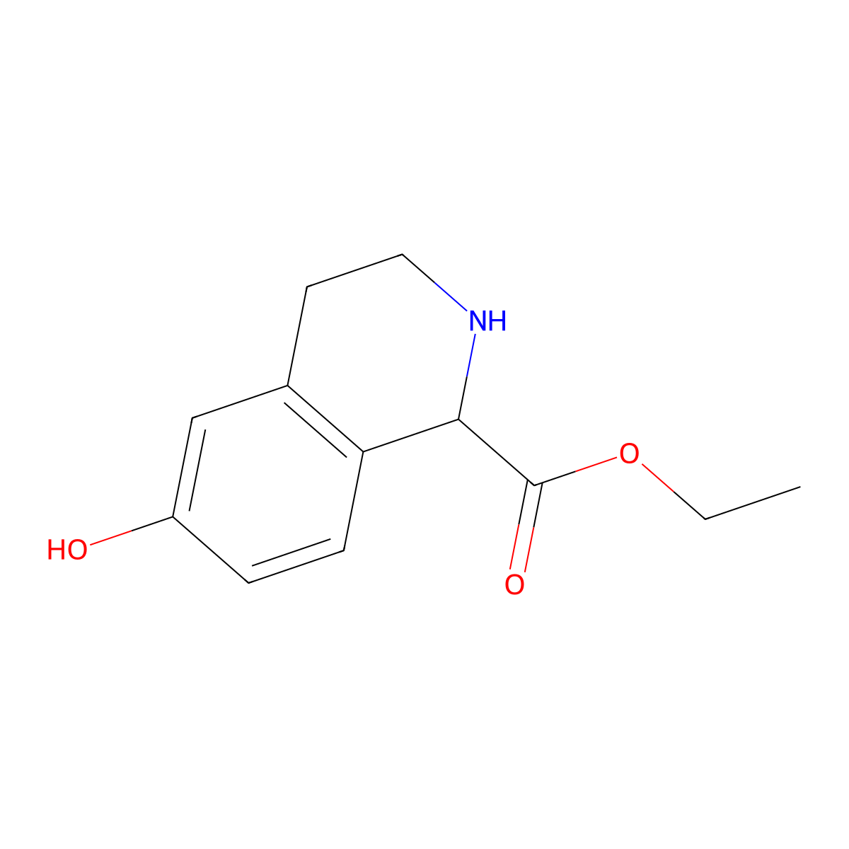 Ethyl 6-hydroxy-1,2,3,4-tetrahydroisoquinoline-1-carboxylate molecular structure, CAS 780004-18-4