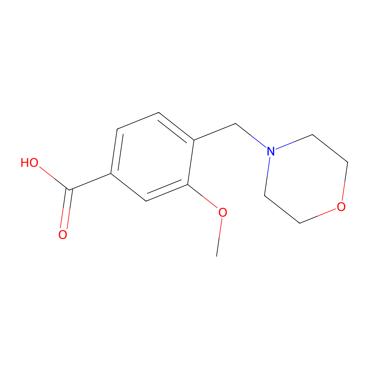 3-Methoxy-4-(morpholinomethyl)benzoic acid molecular structure, CAS 780019-36-5