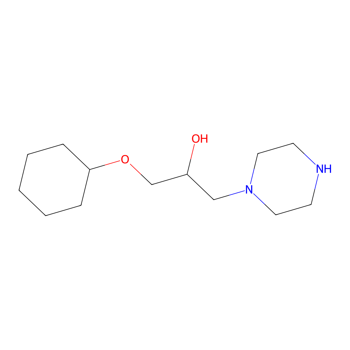 1-Cyclohexyloxy-3-piperazin-1-ylpropan-2-ol molecular structure, CAS 780025-98-1