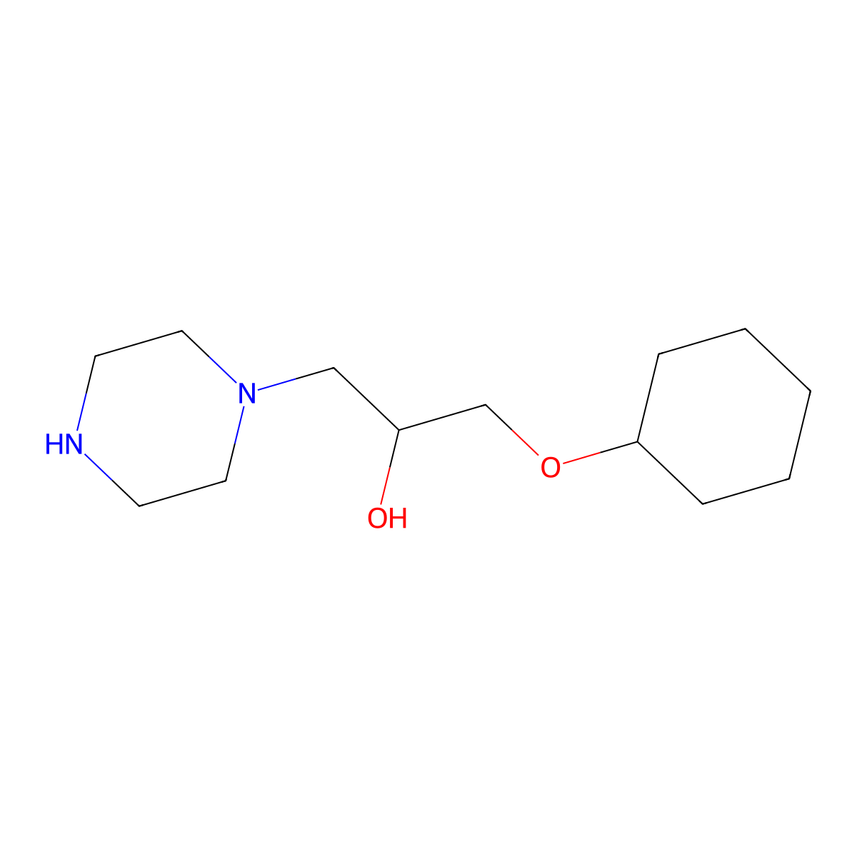 1-Cyclohexyloxy-3-piperazin-1-ylpropan-2-ol molecular structure, CAS 780025-98-1