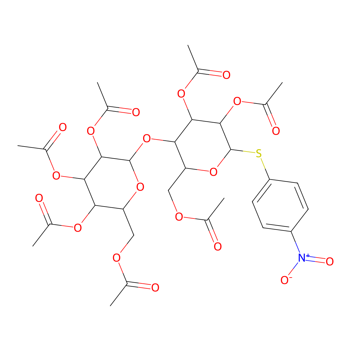 4-Nitrophenyl hepta-O-acetyl-1-thio-b-lactoside molecular structure, CAS 78006-49-2