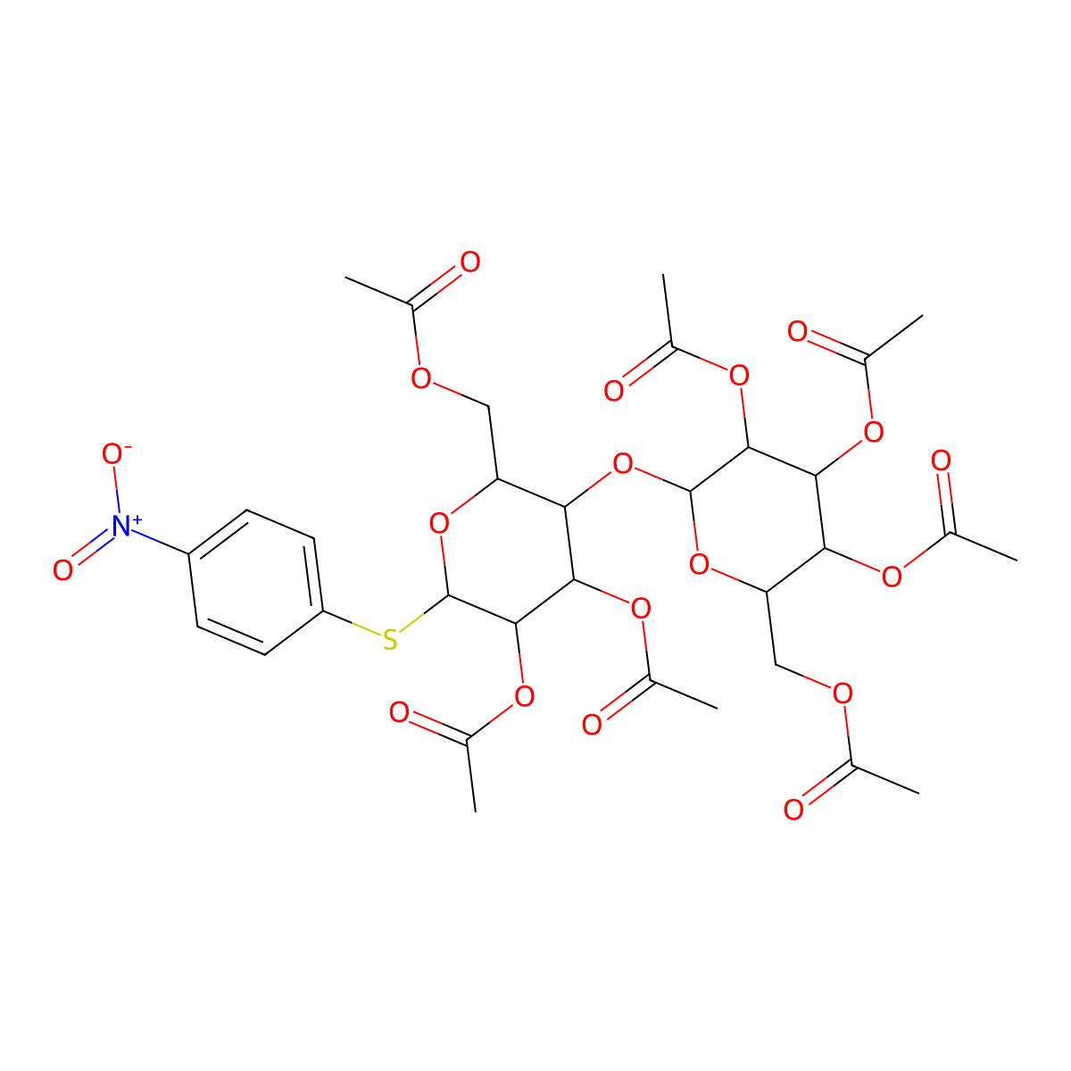 4-Nitrophenyl hepta-O-acetyl-1-thio-b-lactoside molecular structure, CAS 78006-49-2