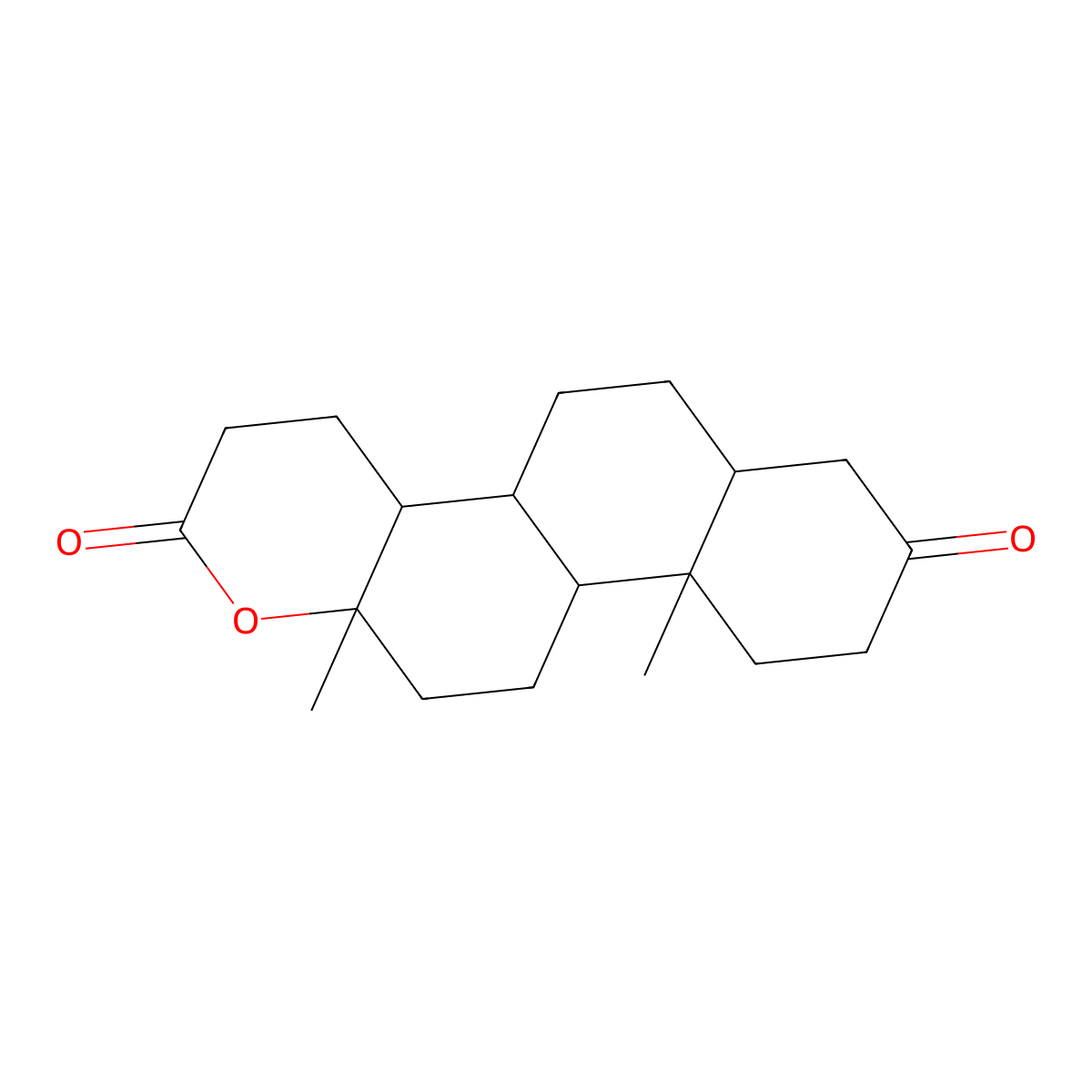 (4aS,4bR,6aS,10aS,10bS,12aS)-Tetradecahydro-10a,12a-dimethyl-2H-phenanthro(2,1-b)pyran-2,8(4bH)-dione molecular structure, CAS 7801-32-3