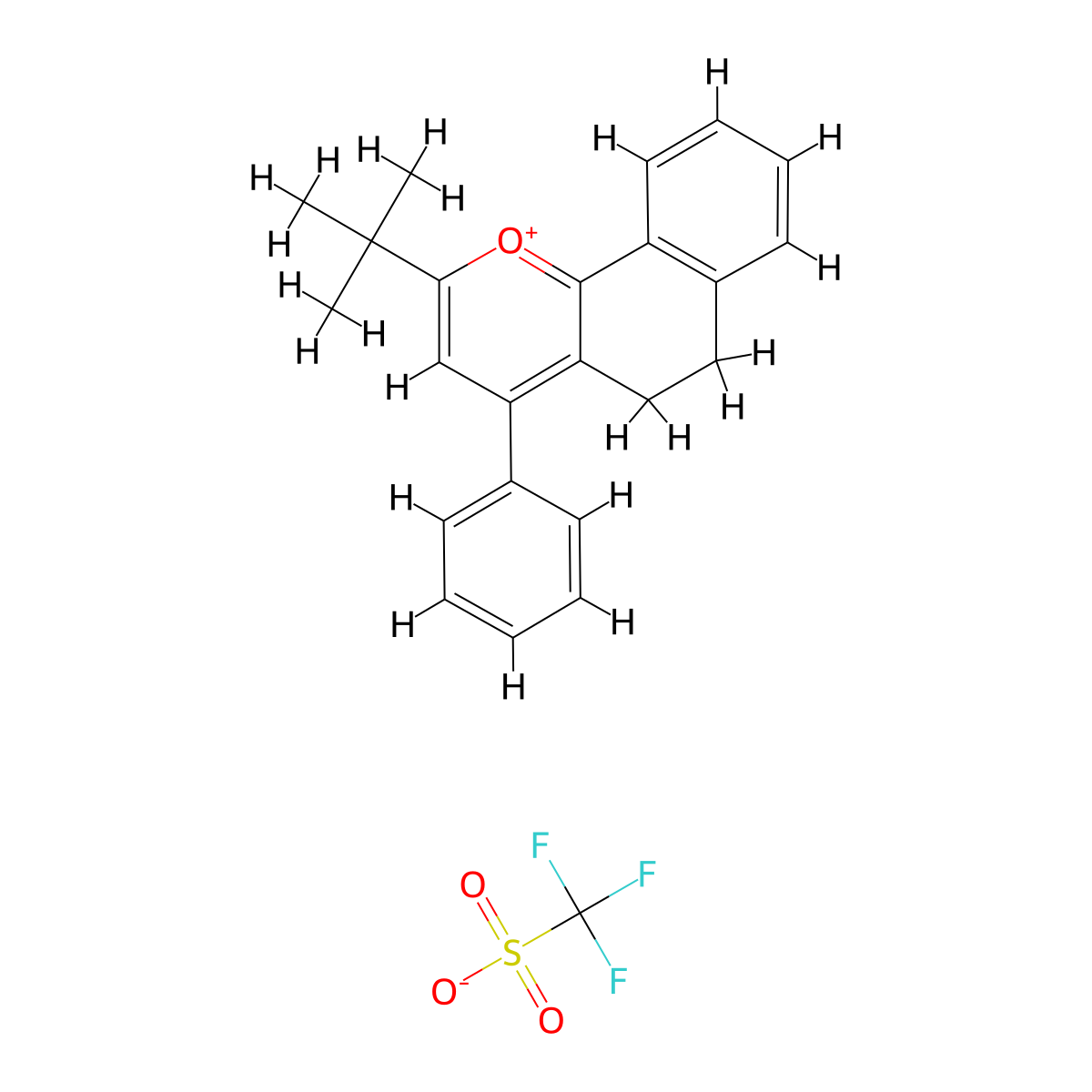 2-(1,1-Dimethylethyl)-5,6-dihydro-4-phenyl-naphtho[1,2-b]pyrylium trifluoromethanesulfonate molecular structure, CAS 78018-92-5