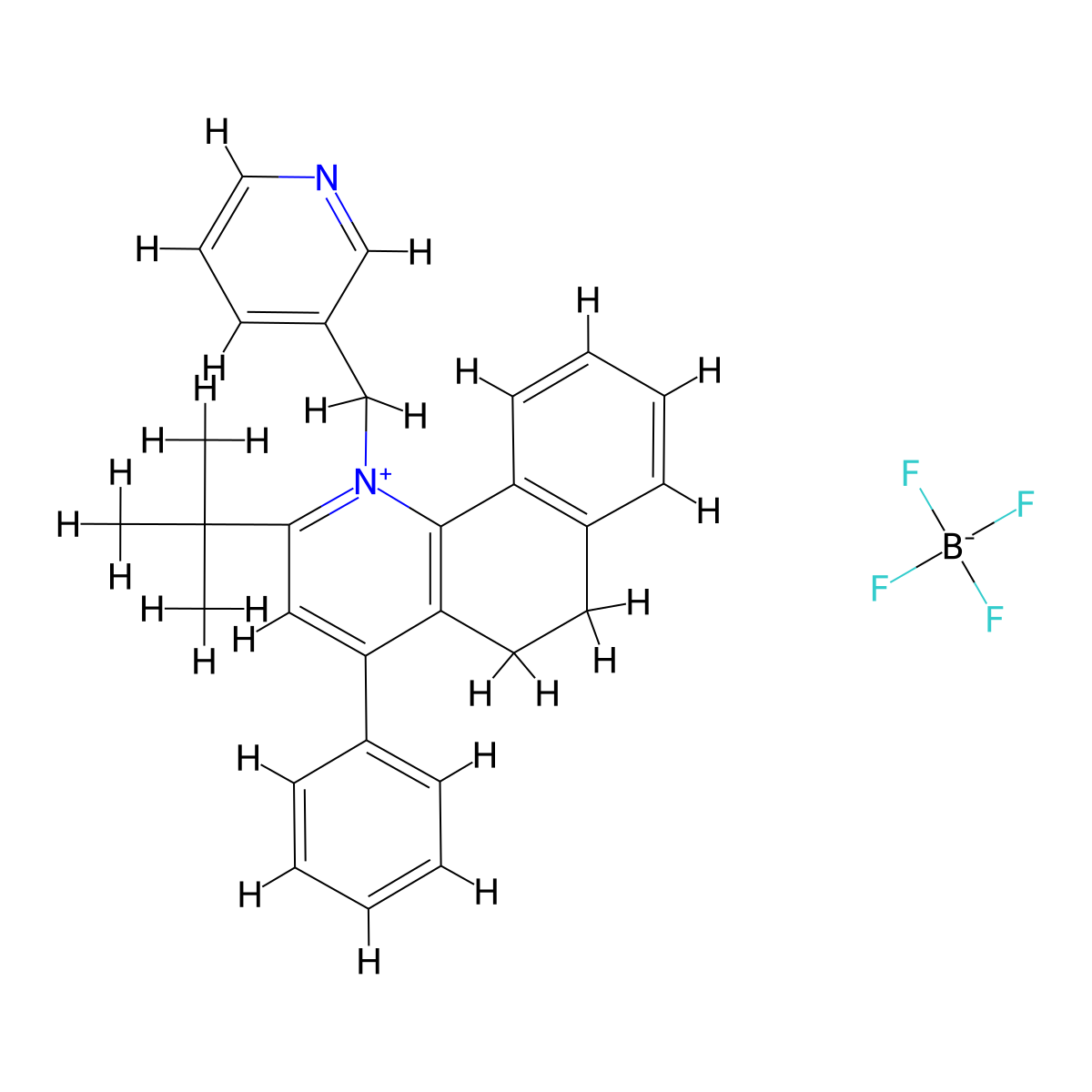 2-tert-Butyl-4-phenyl-1-(pyridin-3-ylmethyl)-5H,6H-benzo[h]quinolin-1-ium tetrafluoroboranuide molecular structure, CAS 78018-94-7