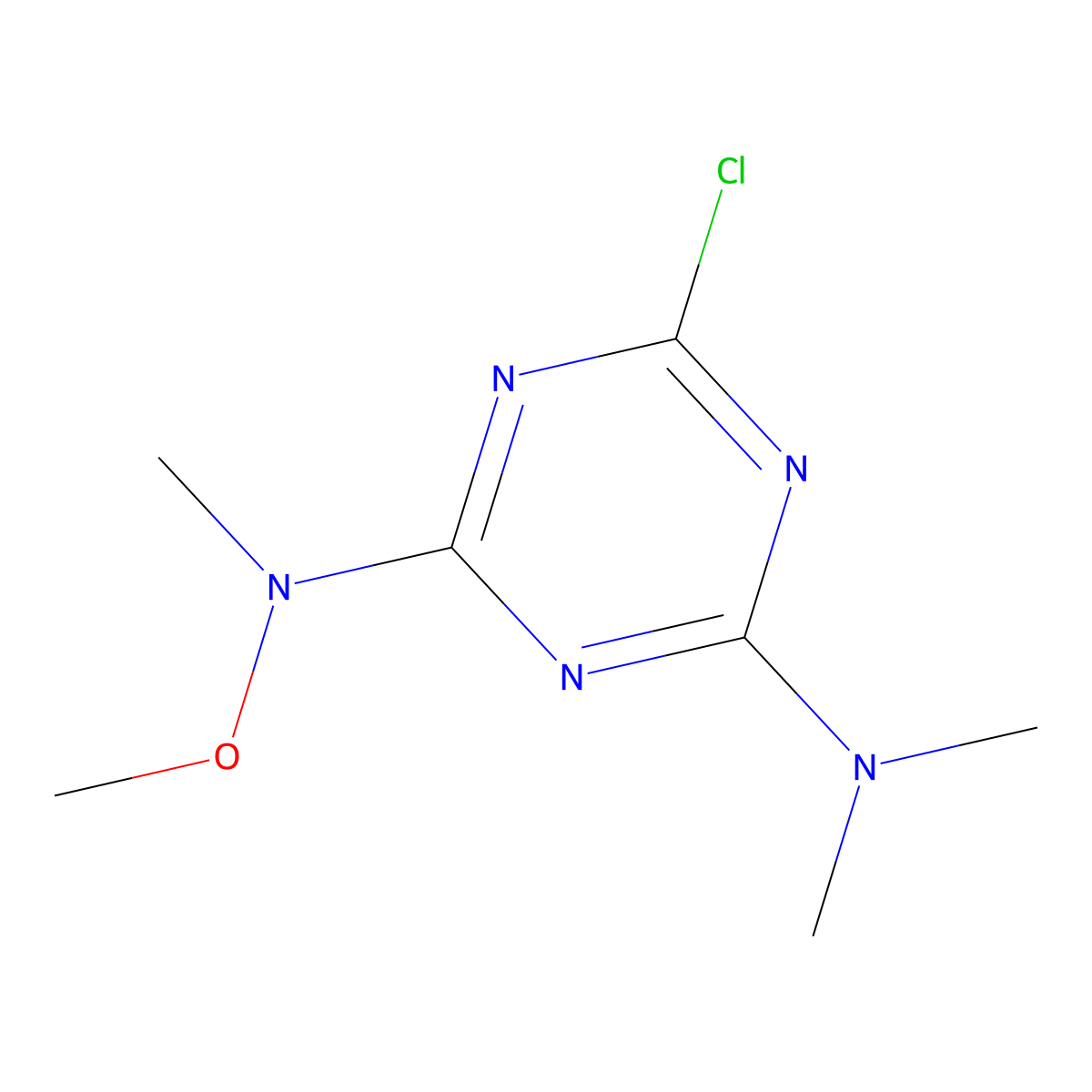 4-Chloro-6-(methoxy(methyl)amino)-N,N-dimethyl-1,3,5-triazin-2-amine molecular structure, CAS 7802-74-6