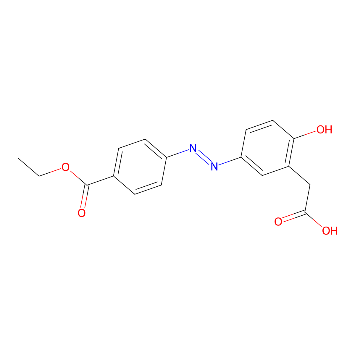 5-(2-(4-(Ethoxycarbonyl)phenyl)diazenyl)-2-hydroxybenzeneacetic acid molecular structure, CAS 78028-01-0