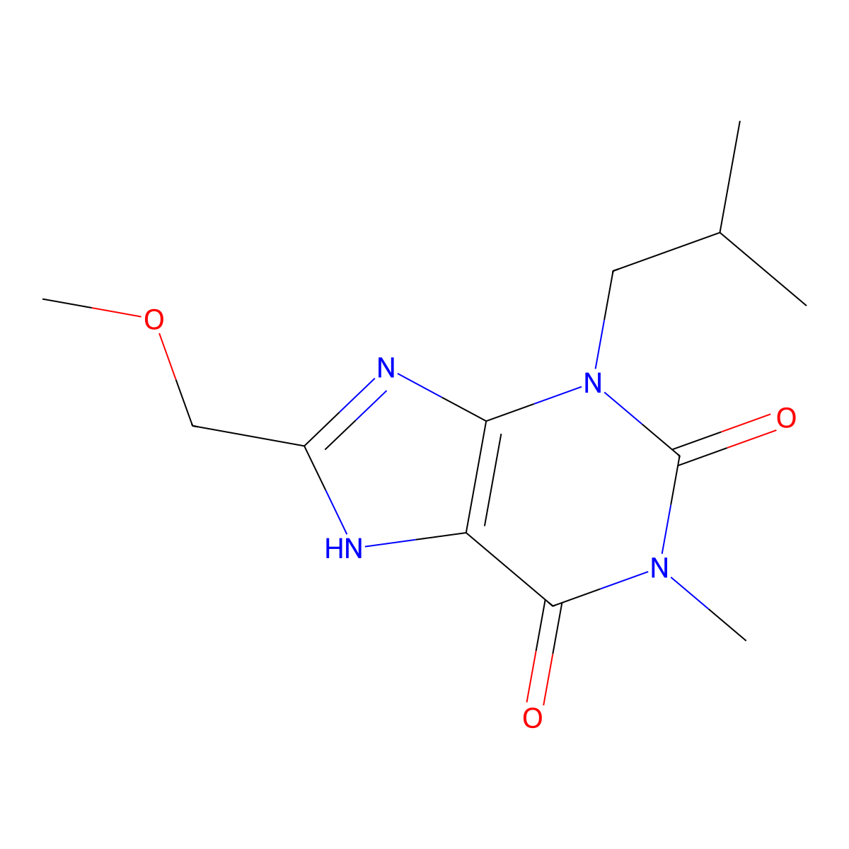 8-Methoxymethyl-3-isobutyl-1-methylxanthine molecular structure, CAS 78033-08-6