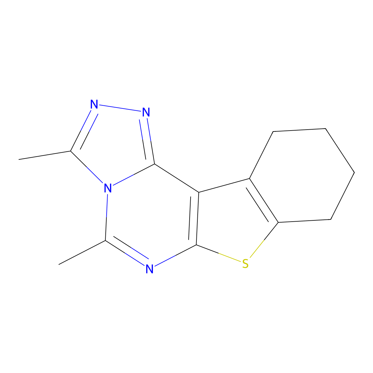 3,5-Dimethyl-8,9,10,11-tetrahydro[1]benzothieno[3,2-e][1,2,4]triazolo[4,3-c]pyrimidine molecular structure, CAS 78041-95-9