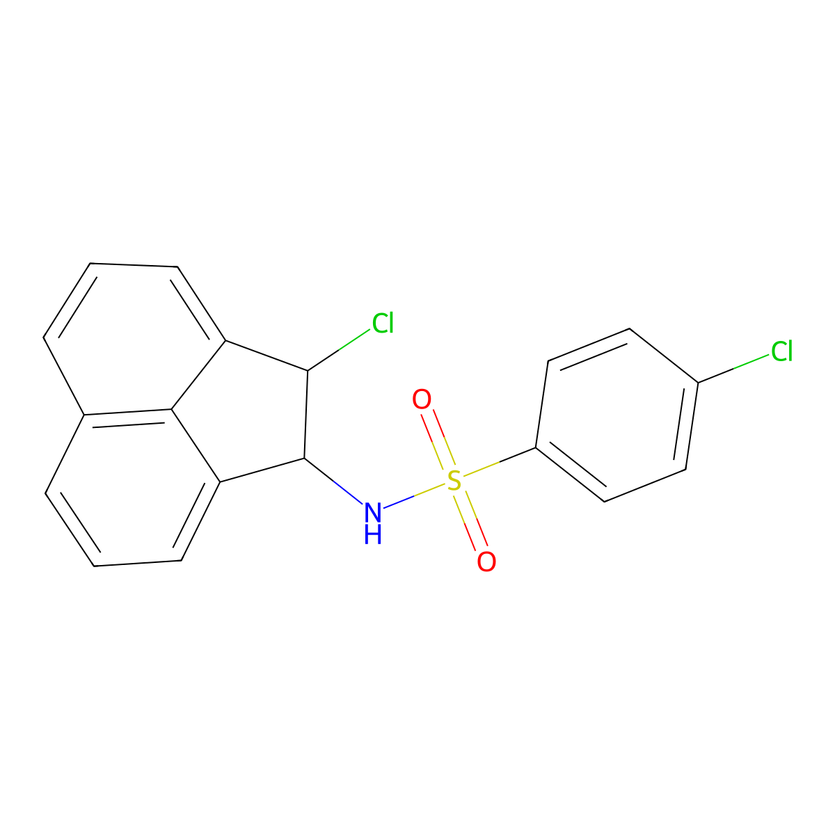 4-chloro-N-(2-chloro-1,2-dihydroacenaphthylen-1-yl)benzenesulfonamide molecular structure, CAS 78050-50-7