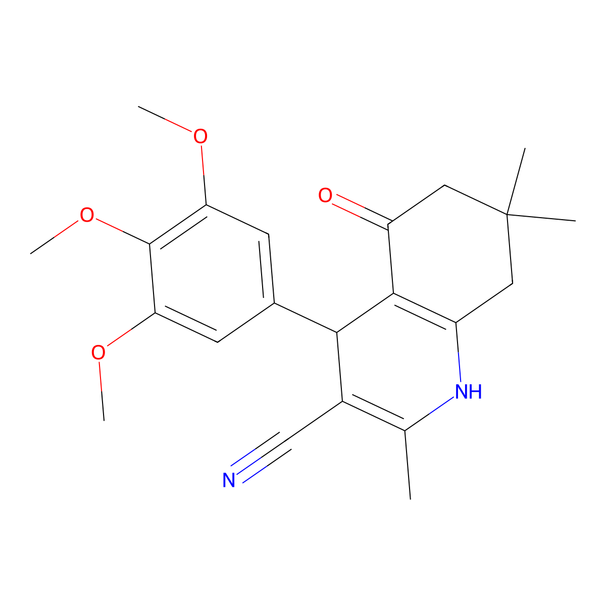 1,4,5,6,7,8-Hexahydro-2,7,7-trimethyl-5-oxo-4-(3,4,5-trimethoxyphenyl)-3-quinolinecarbonitrile molecular structure, CAS 78050-81-4