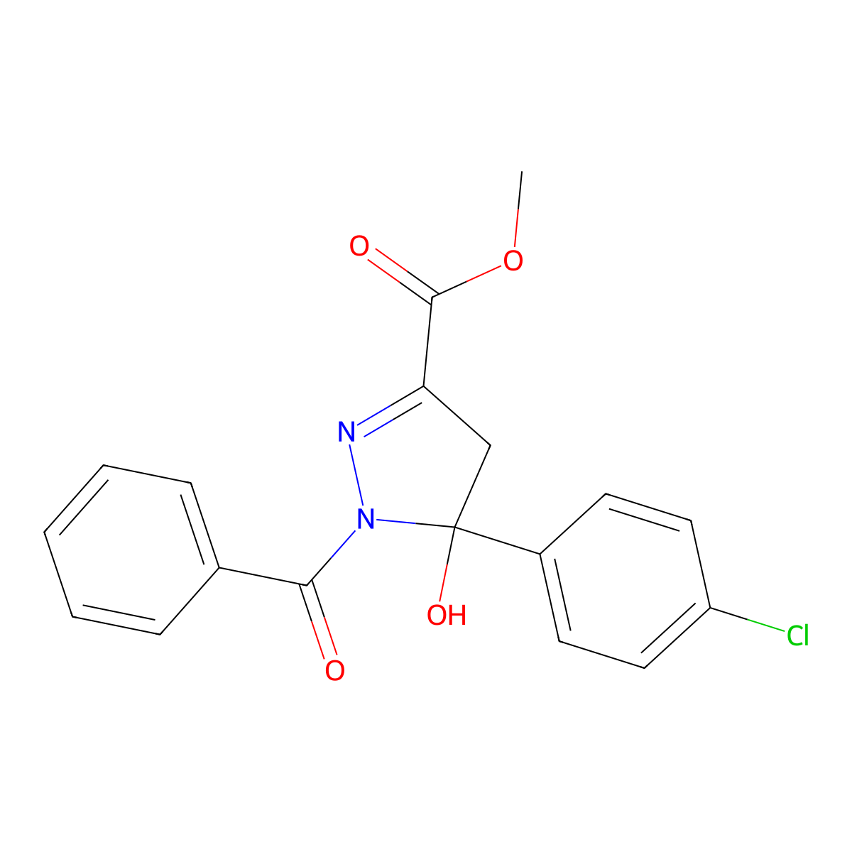 methyl 1-benzoyl-5-(4-chlorophenyl)-5-hydroxy-4,5-dihydro-1H-pyrazole-3-carboxylate molecular structure, CAS 78051-37-3