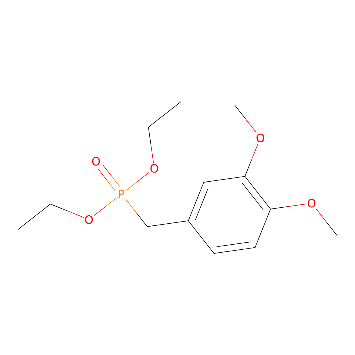 Phosphonic acid, ((3,4-dimethoxyphenyl)methyl)-, diethyl ester molecular structure, CAS 78055-65-9