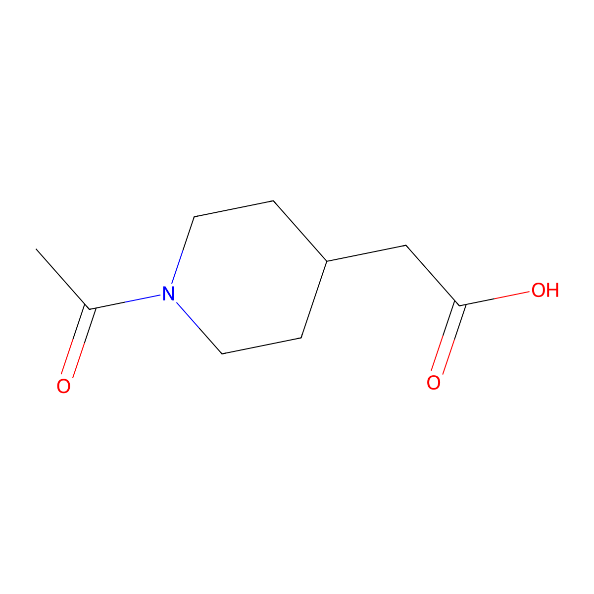 (1-Acetylpiperidin-4-yl)acetic acid molecular structure, CAS 78056-60-7