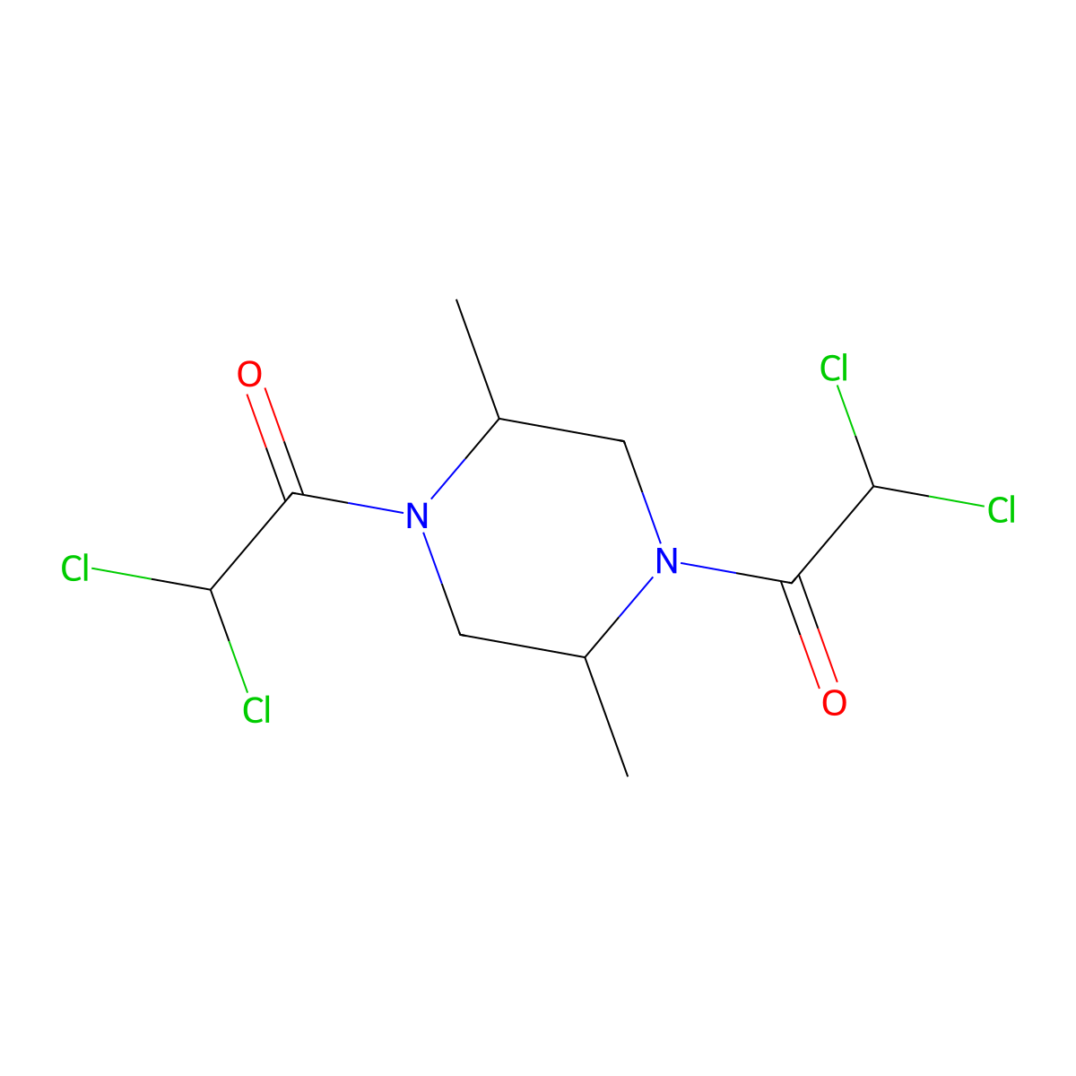 Piperazine, 1,4-bis(dichloroacetyl)-2,5-dimethyl- molecular structure, CAS 78060-65-8