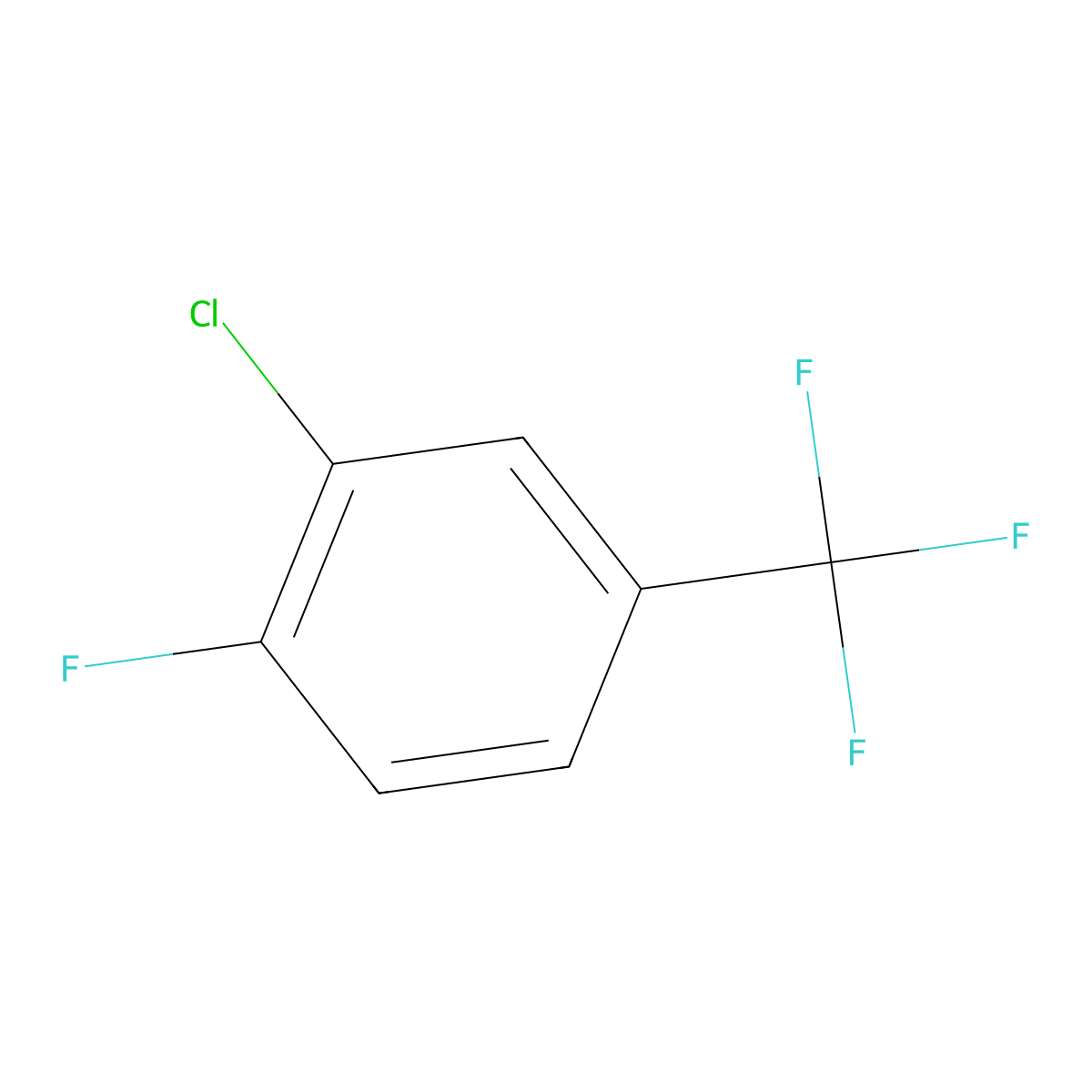 Benzene, 2-chloro-1-fluoro-4-(trifluoromethyl)- molecular structure, CAS 78068-85-6