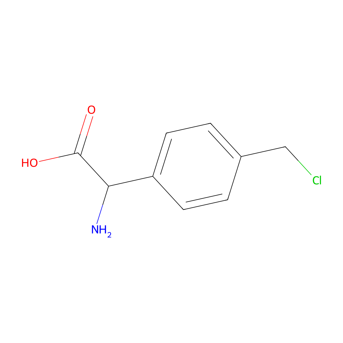 2-Amino-2-[4-(chloromethyl)phenyl]acetic acid molecular structure, CAS 780698-02-4