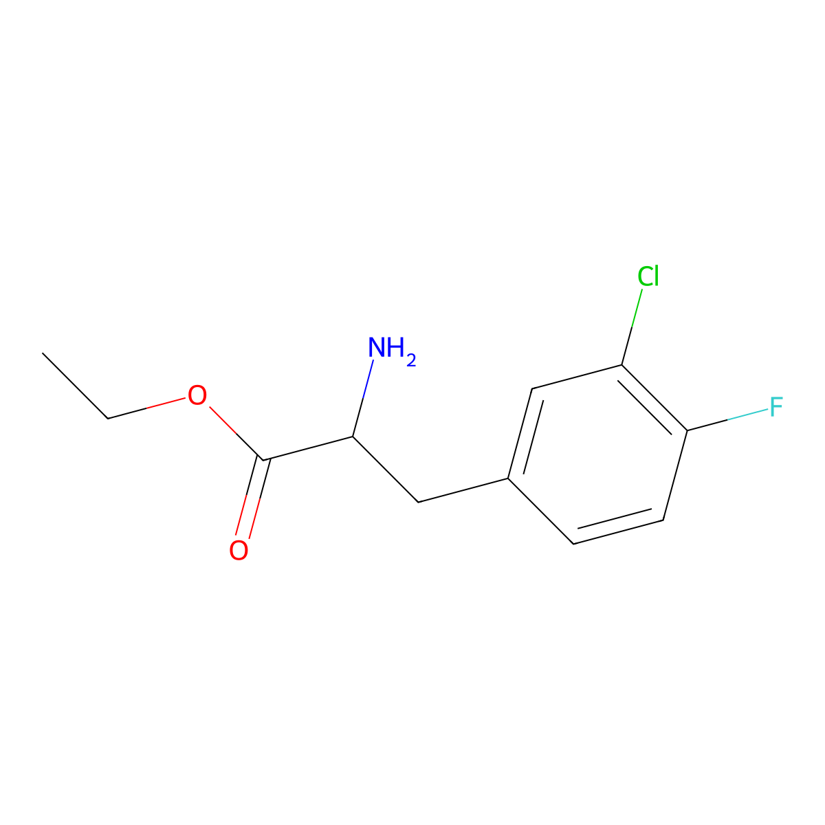Ethyl 2-amino-3-(3-chloro-4-fluorophenyl)propanoate molecular structure, CAS 780748-13-2