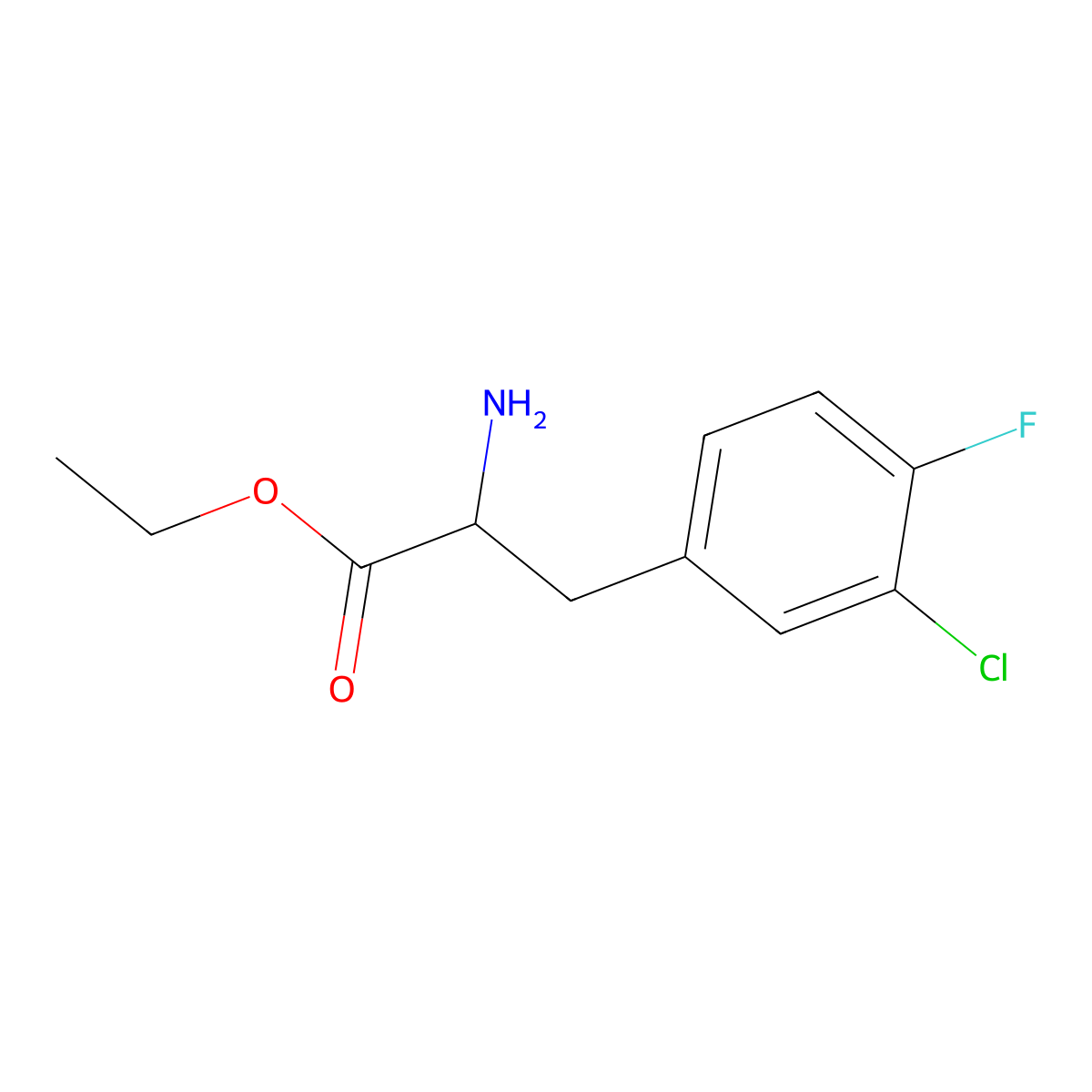 Ethyl 2-amino-3-(3-chloro-4-fluorophenyl)propanoate molecular structure, CAS 780748-13-2