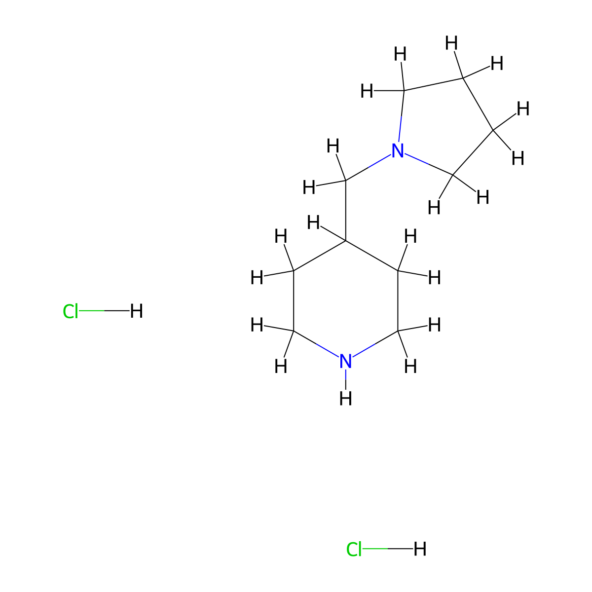4-(1-Pyrrolidinylmethyl)piperidine dihydrochloride molecular structure, CAS 780756-54-9