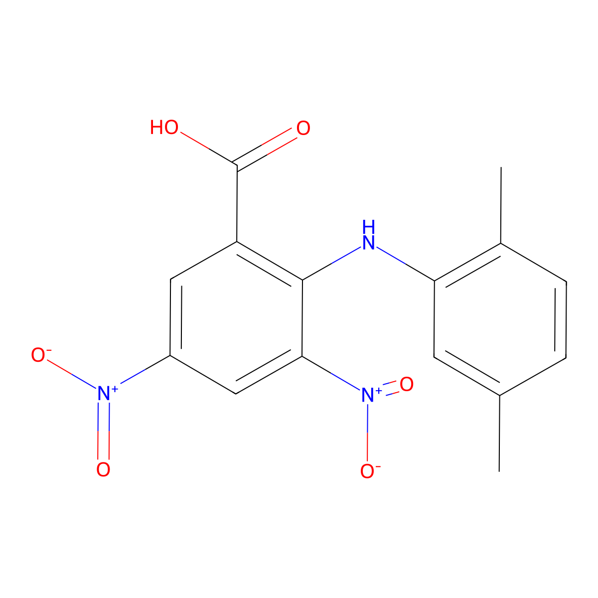 2-[(2,5-Dimethylphenyl)amino]-3,5-dinitrobenzoic acid molecular structure, CAS 780758-56-7