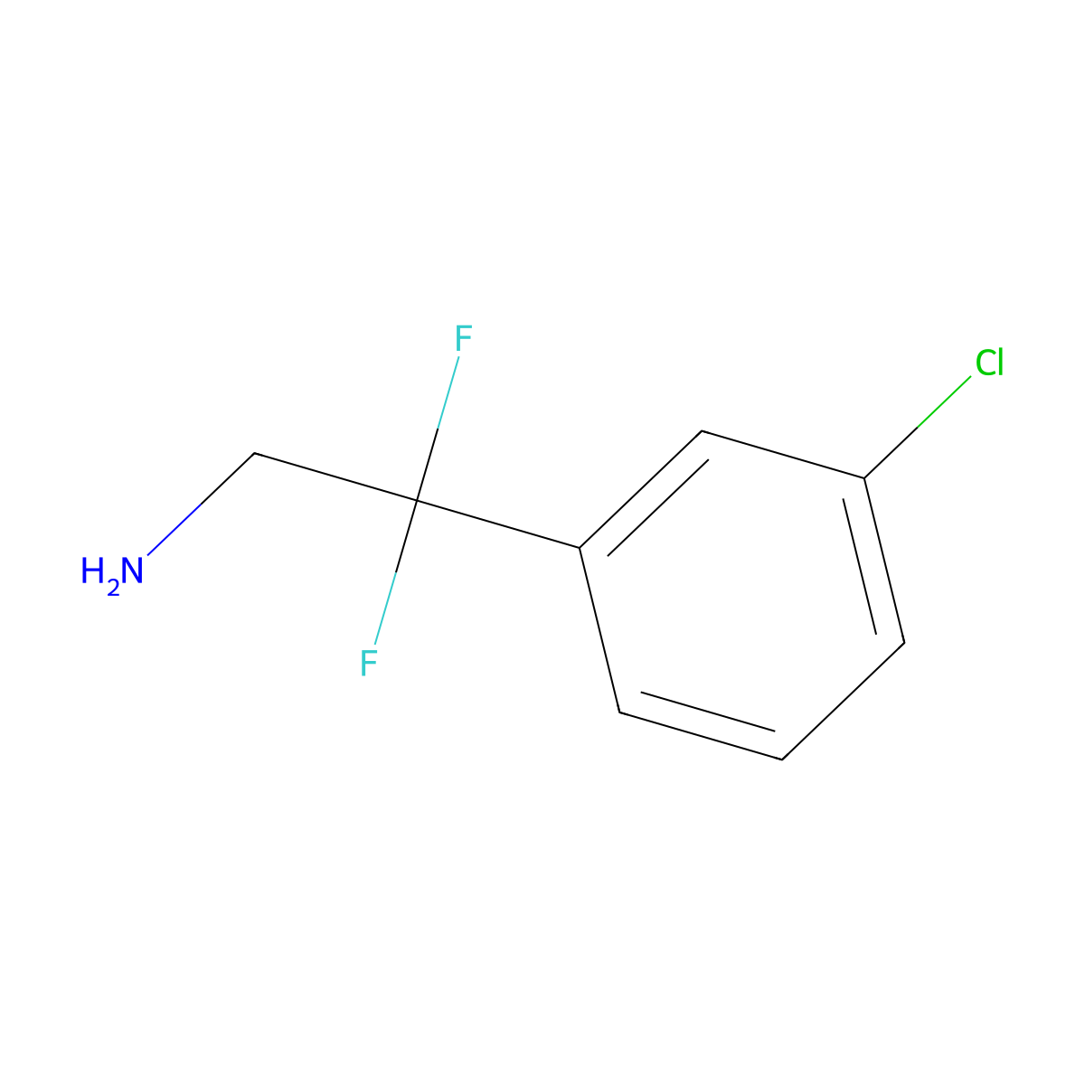 2-(3-Chlorophenyl)-2,2-difluoroethan-1-amine molecular structure, CAS 780769-50-8