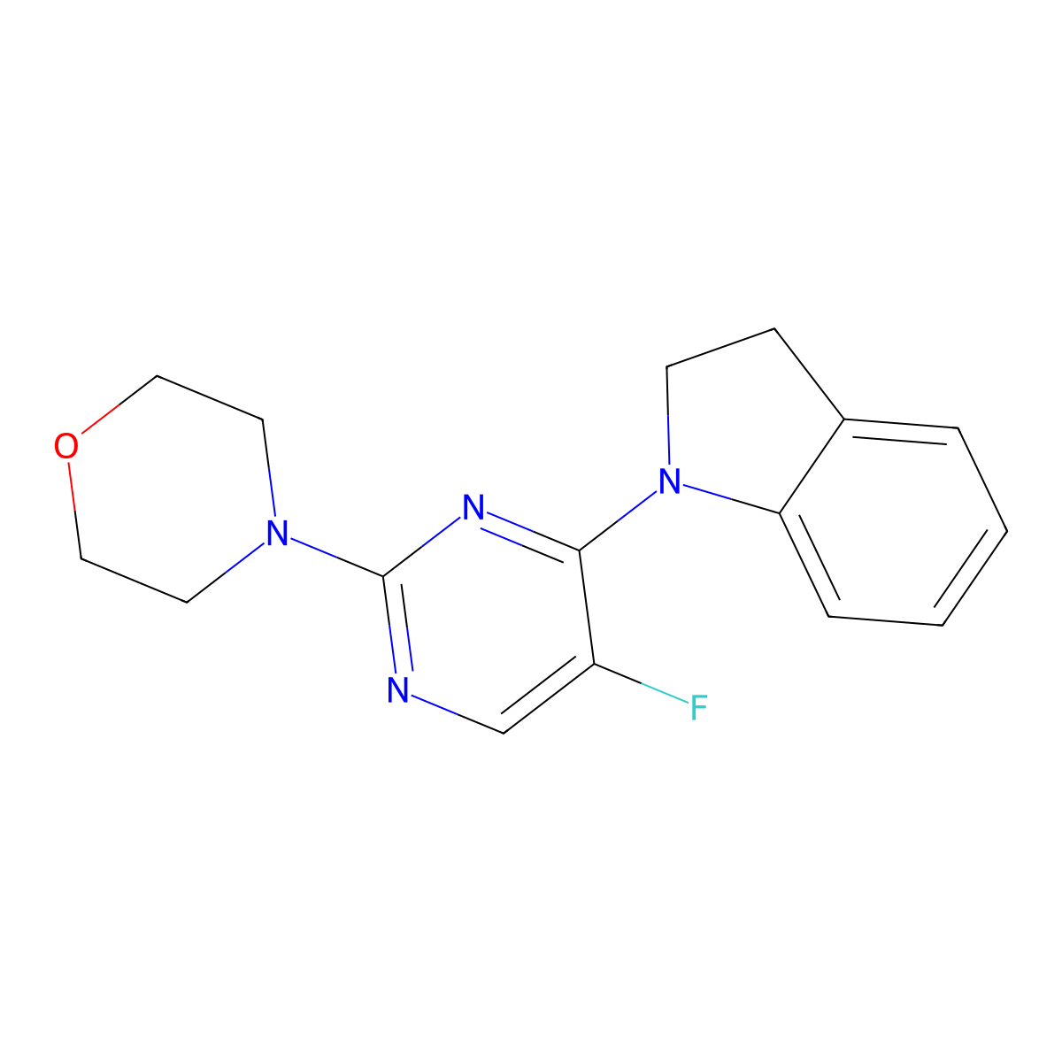 4-[4-(2,3-Dihydroindol-1-yl)-5-fluoropyrimidin-2-yl]morpholine molecular structure, CAS 780774-46-1