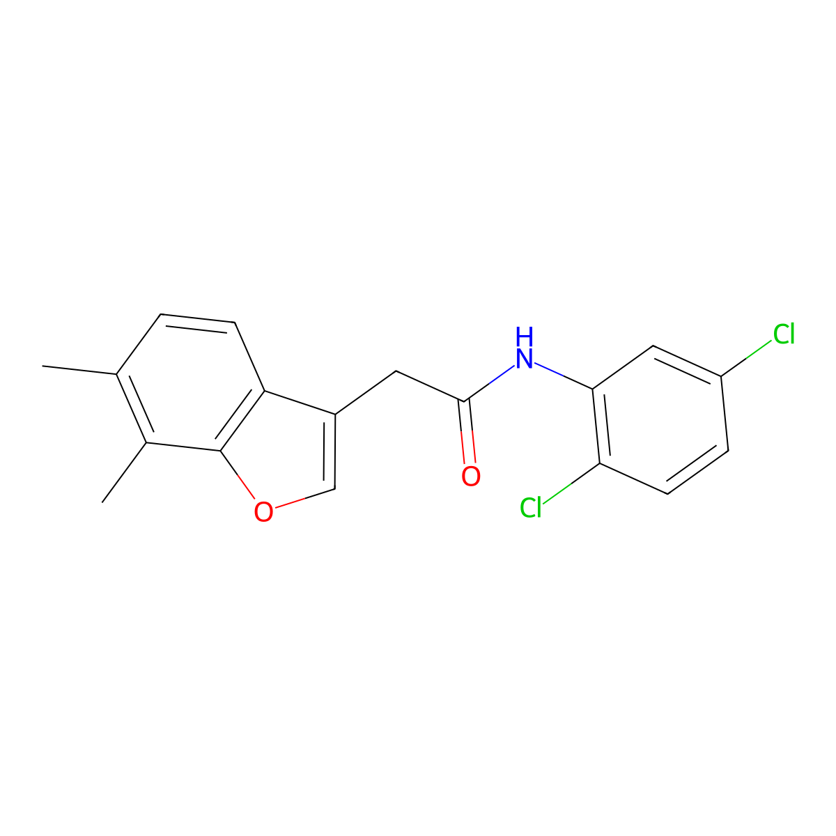 N-(2,5-dichlorophenyl)-2-(6,7-dimethyl-1-benzofuran-3-yl)acetamide molecular structure, CAS 780774-64-3
