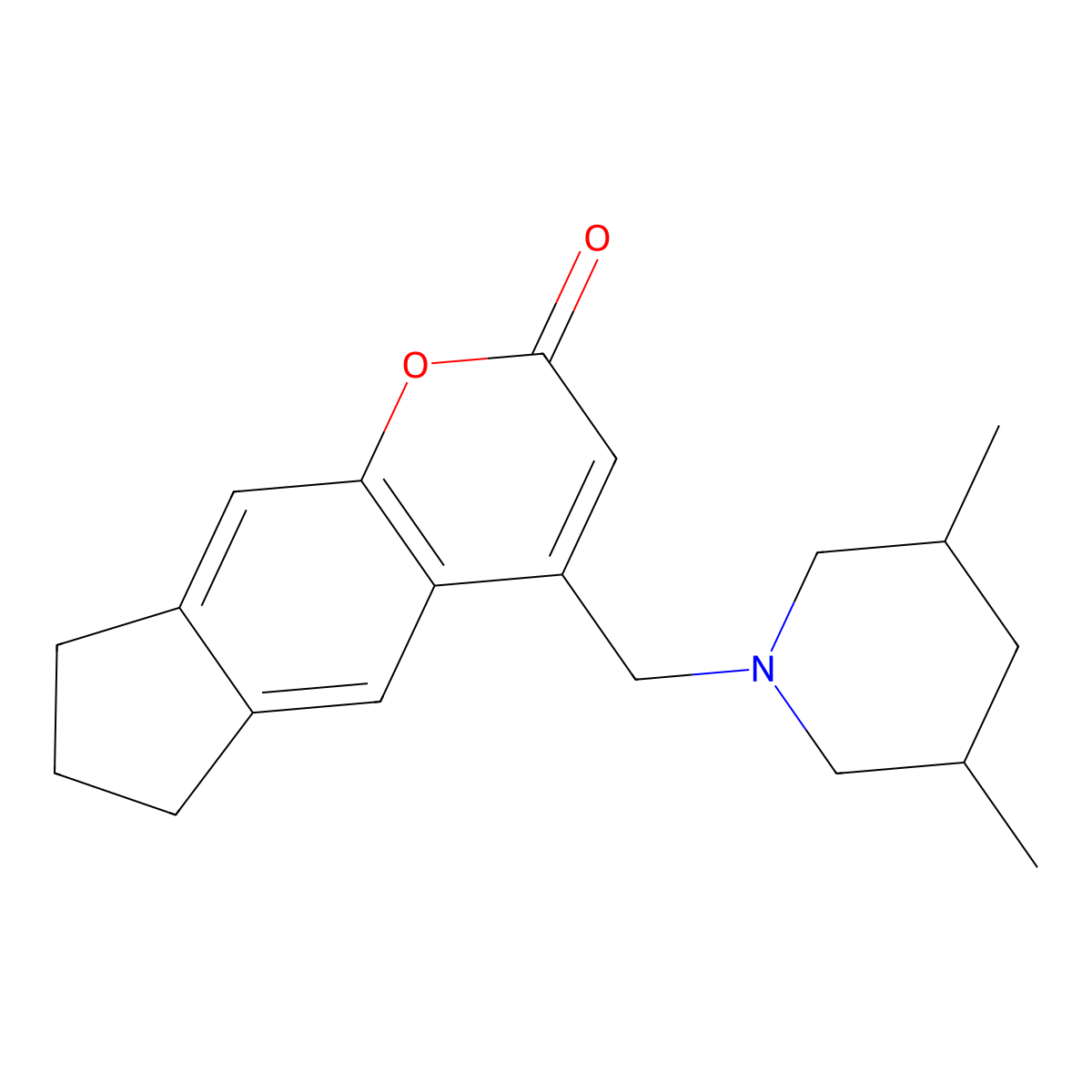 4-((3,5-dimethylpiperidin-1-yl)methyl)-7,8-dihydrocyclopenta[g]chromen-2(6H)-one molecular structure, CAS 780775-01-1