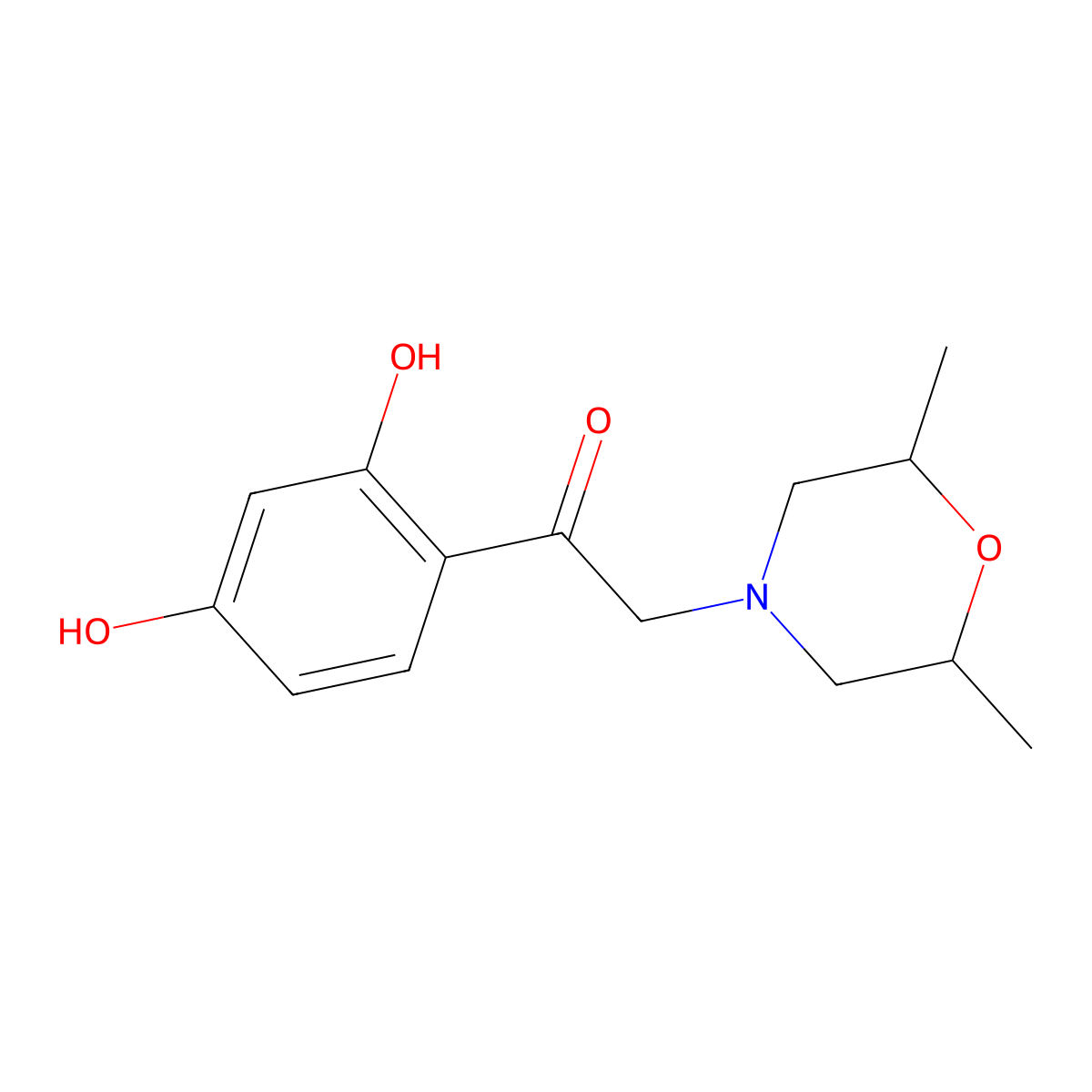1-(2,4-Dihydroxyphenyl)-2-(2,6-dimethylmorpholin-4-yl)ethanone molecular structure, CAS 780775-02-2