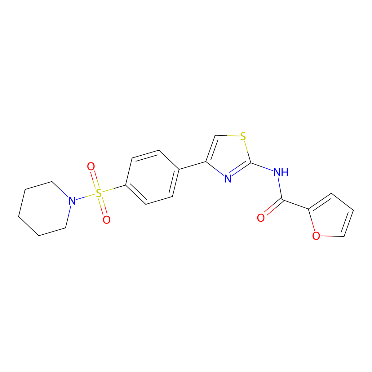 N~2~-{4-[4-(piperidinosulfonyl)phenyl]-1,3-thiazol-2-yl}-2-furamide molecular structure, CAS 780775-47-5