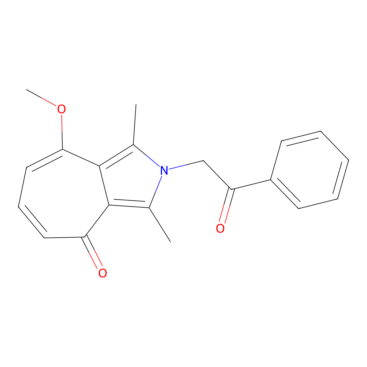 8-methoxy-1,3-dimethyl-2-(2-oxo-2-phenylethyl)cyclohepta[c]pyrrol-4(2H)-one molecular structure, CAS 780779-12-6