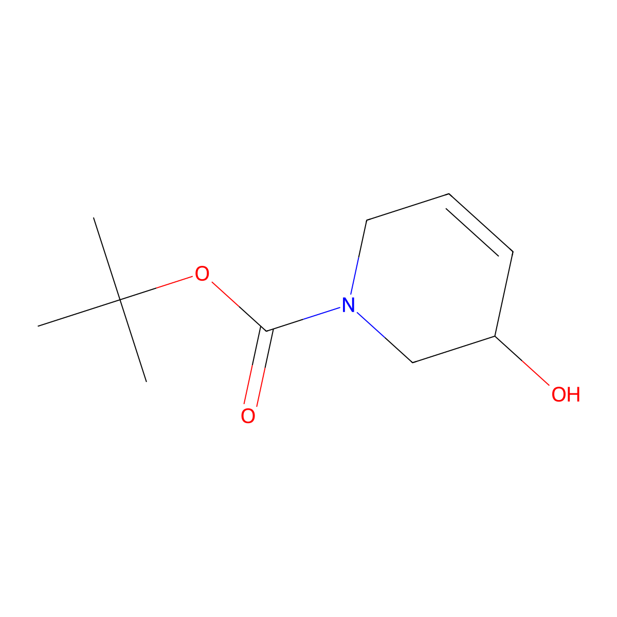 tert-butyl (3S)-3-hydroxy-1,2,3,6-tetrahydropyridine-1-carboxylate molecular structure, CAS 780782-28-7