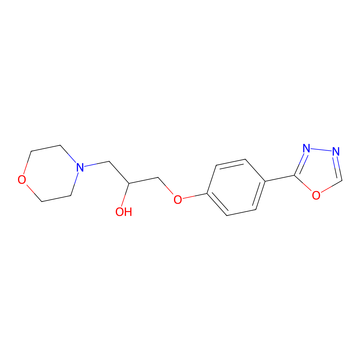 1-(4-(1,3,4-Oxadiazol-2-yl)phenoxy)-3-morpholinopropan-2-ol molecular structure, CAS 780783-64-4