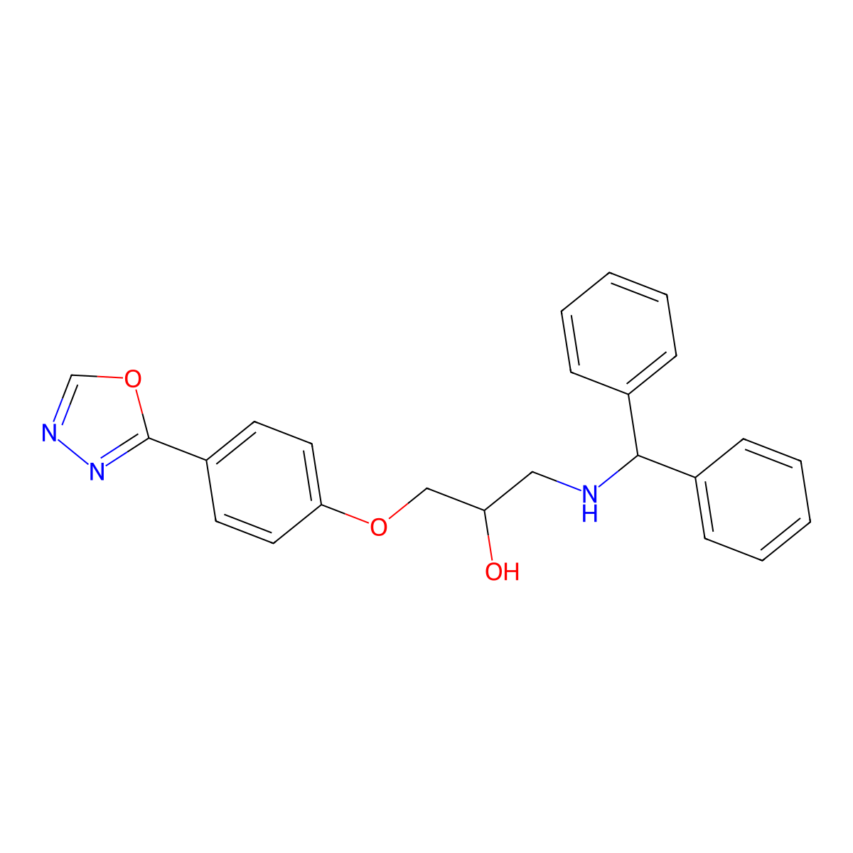 1-(Benzhydrylamino)-3-[4-(1,3,4-oxadiazol-2-yl)phenoxy]propan-2-ol molecular structure, CAS 780783-82-6