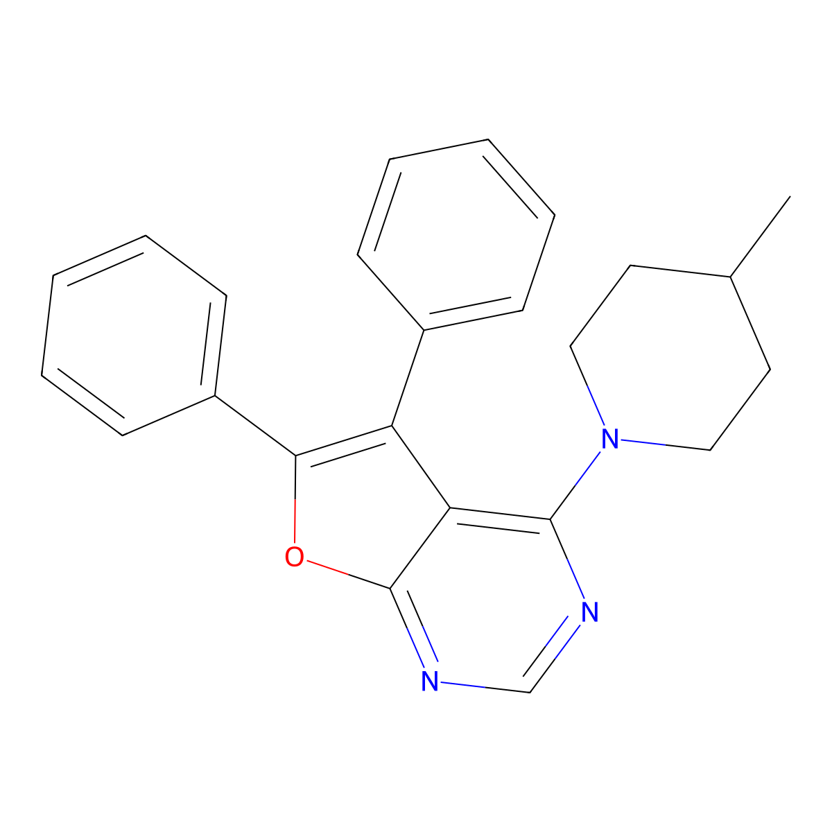 4-(4-Methylpiperidin-1-yl)-5,6-diphenylfuro[2,3-d]pyrimidine molecular structure, CAS 780788-08-1