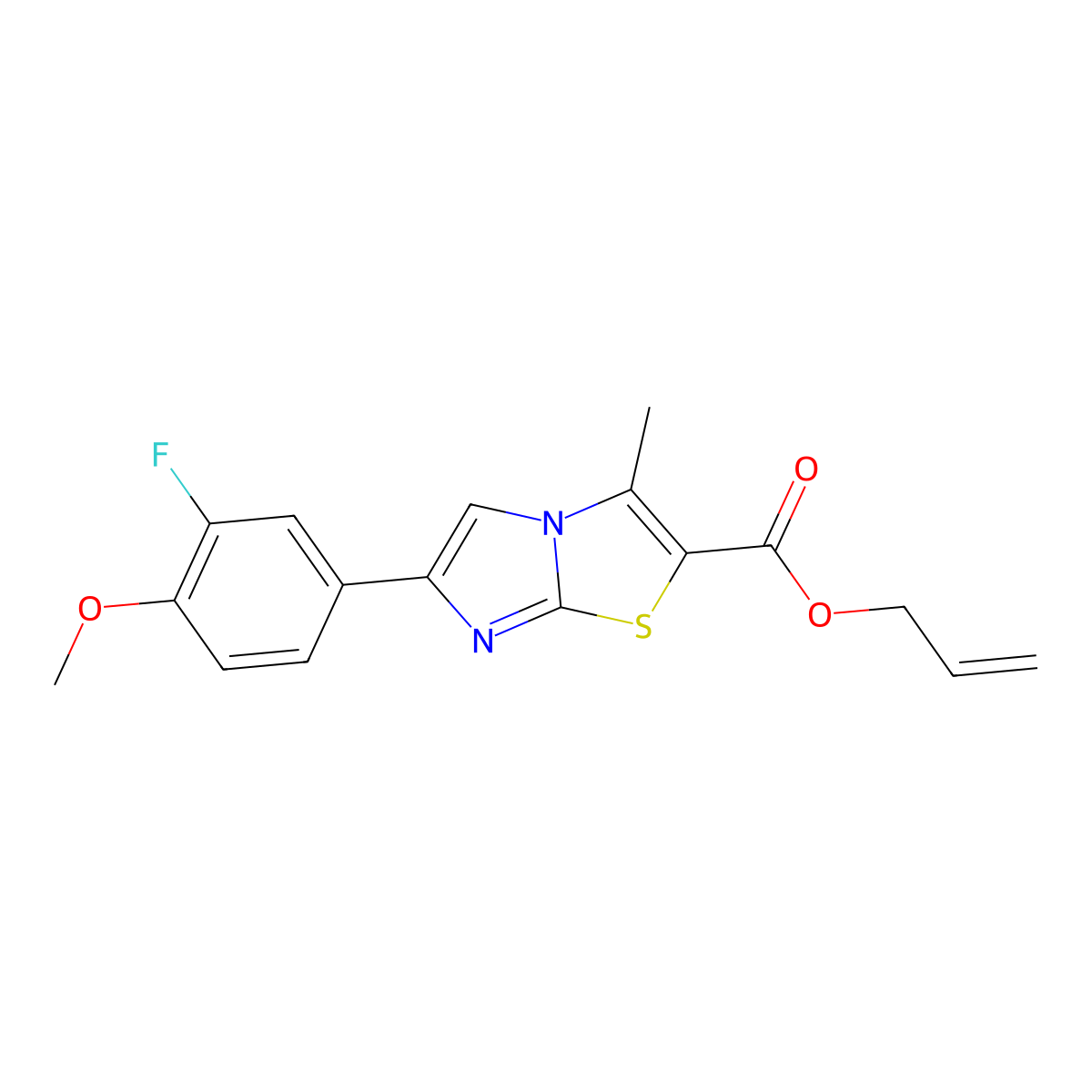 Prop-2-en-1-yl 6-(3-fluoro-4-methoxyphenyl)-3-methylimidazo[2,1-b][1,3]thiazole-2-carboxylate molecular structure, CAS 780790-47-8
