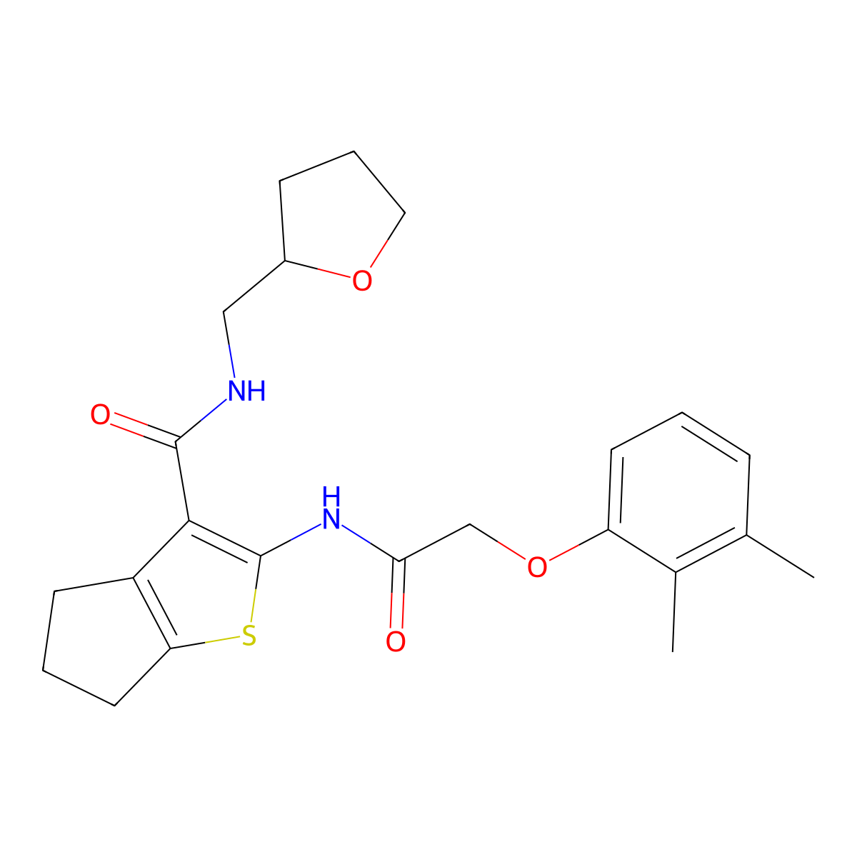 2-{[(2,3-dimethylphenoxy)acetyl]amino}-N-(tetrahydrofuran-2-ylmethyl)-5,6-dihydro-4H-cyclopenta[b]thiophene-3-carboxamide molecular structure, CAS 780790-51-4