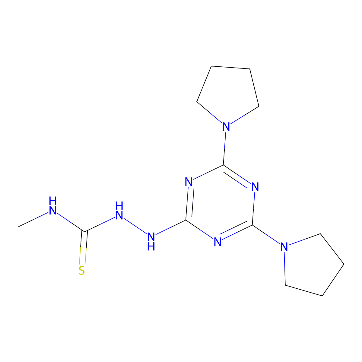2-(4,6-di(pyrrolidin-1-yl)-1,3,5-triazin-2-yl)-N-methylhydrazinecarbothioamide molecular structure, CAS 780791-49-3