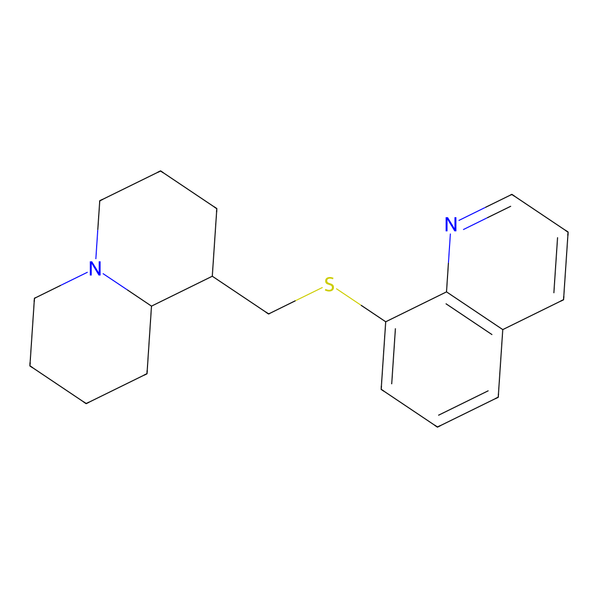 8-[[(Octahydro-2H-quinolizin-1-yl)methyl]thio]-quinoline molecular structure, CAS 780792-70-3