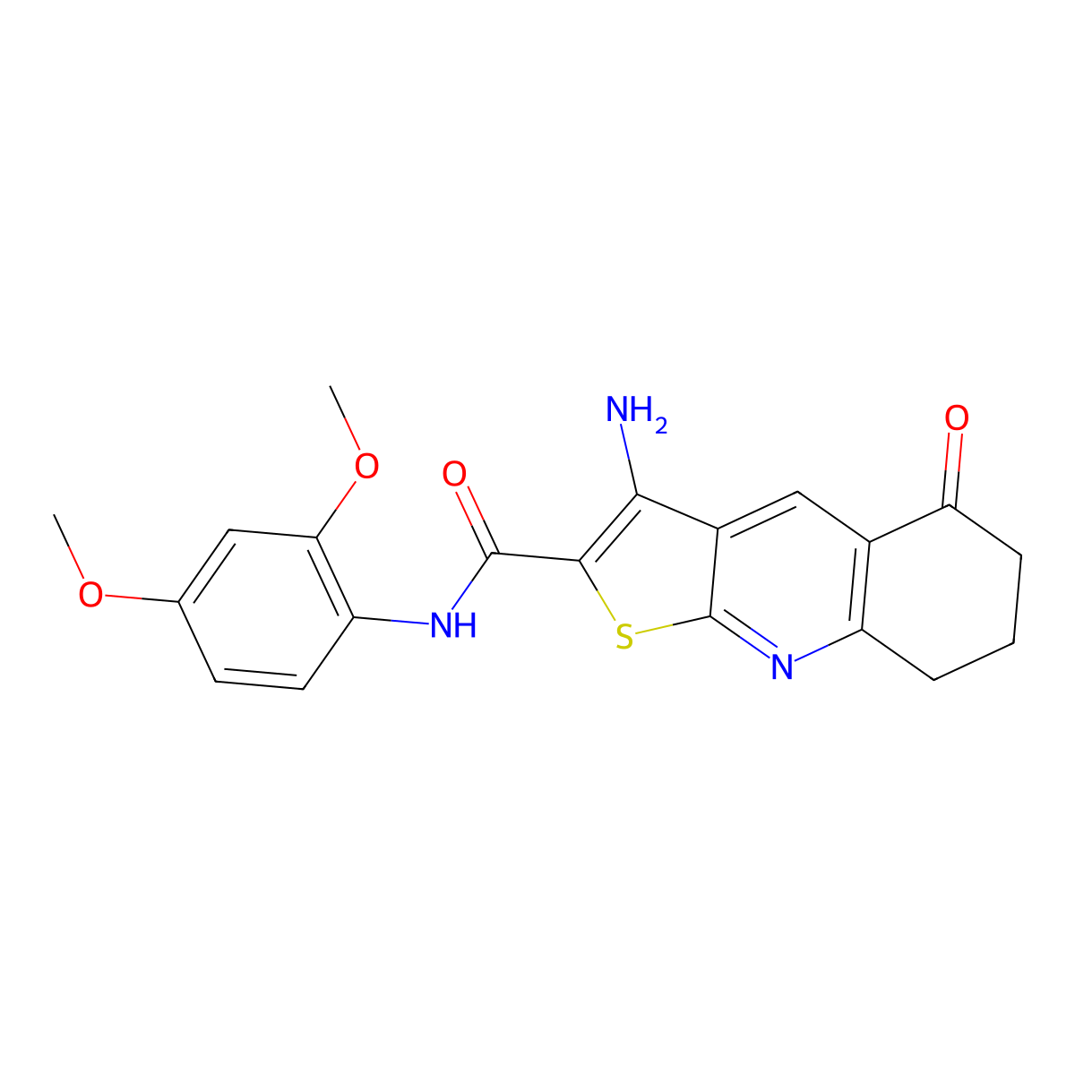 3-amino-N-(2,4-dimethoxyphenyl)-5-oxo-5,6,7,8-tetrahydrothieno[2,3-b]quinoline-2-carboxamide molecular structure, CAS 780792-90-7