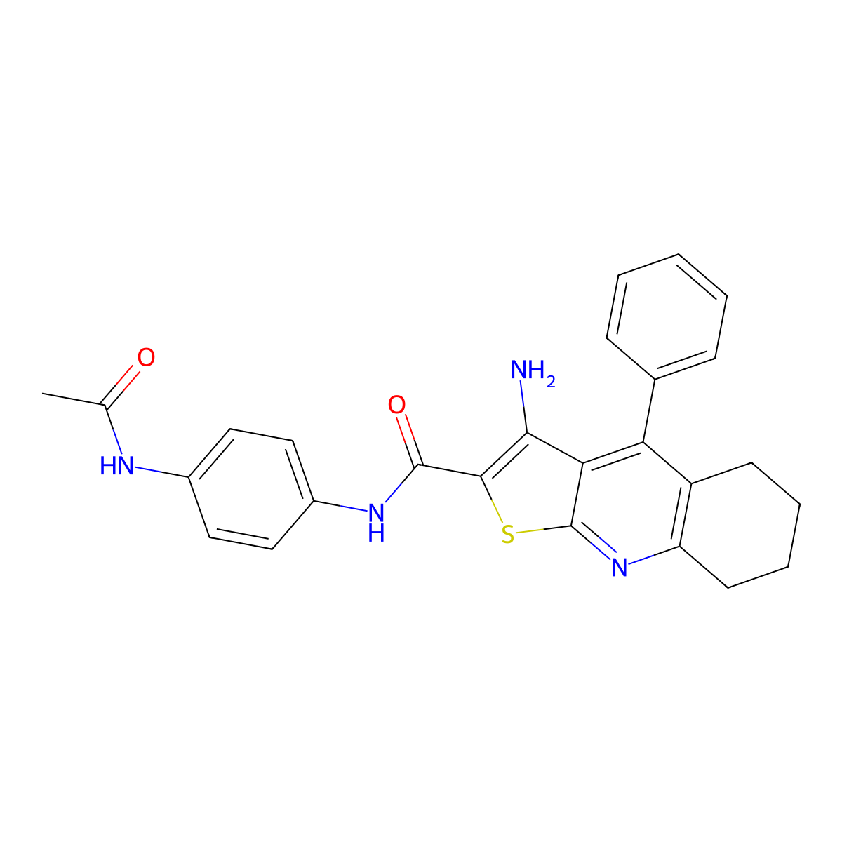 N-(4-acetamidophenyl)-3-amino-4-phenyl-5,6,7,8-tetrahydrothieno[2,3-b]quinoline-2-carboxamide molecular structure, CAS 780794-15-2