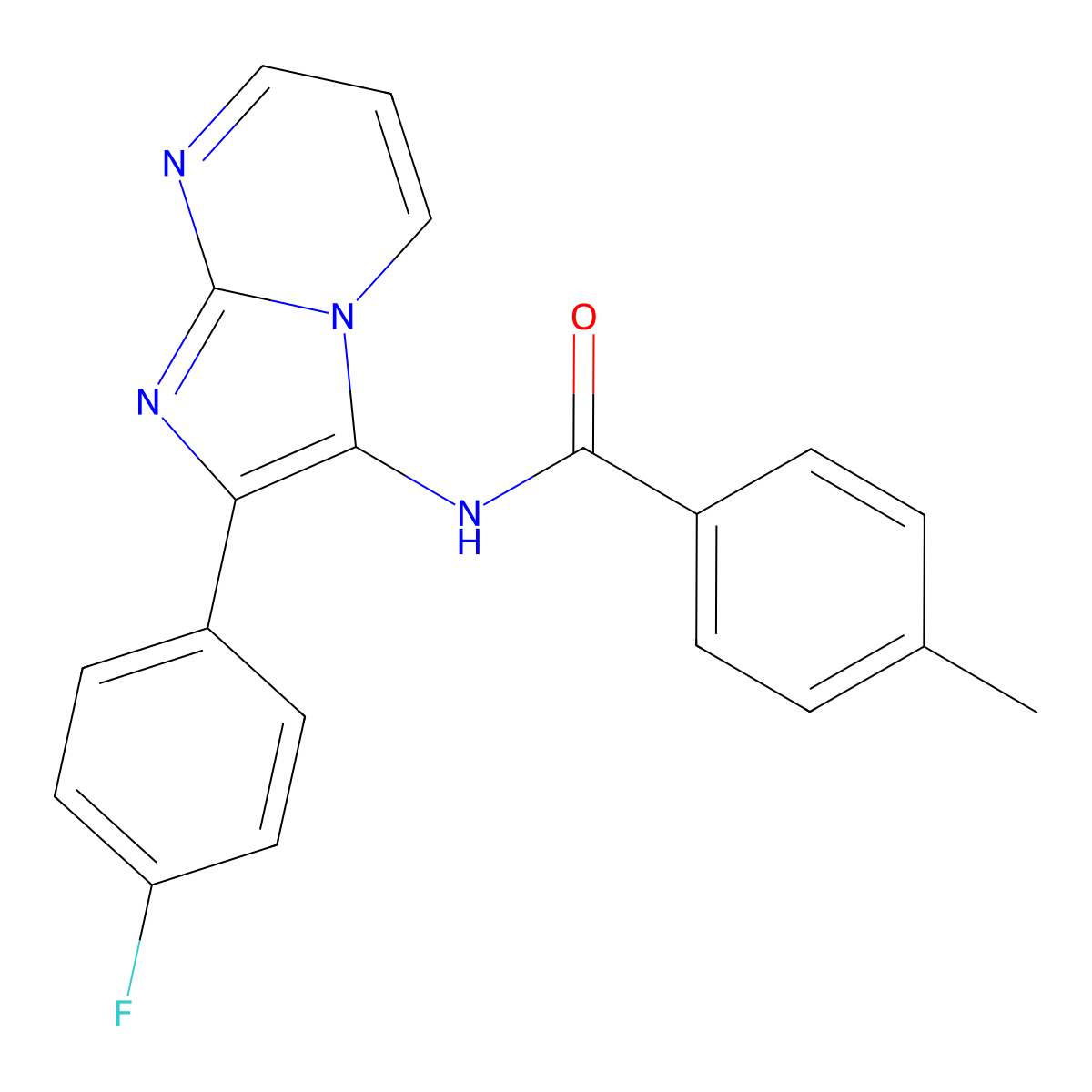 N-[2-(4-fluorophenyl)imidazo[1,2-a]pyrimidin-3-yl]-4-methylbenzamide molecular structure, CAS 780794-23-2