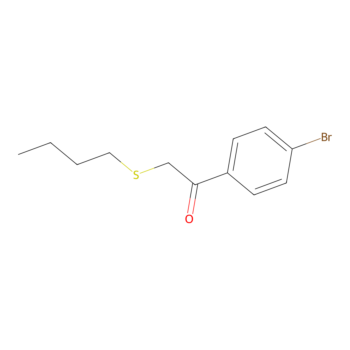 1-(4-Bromophenyl)-2-(butylsulfanyl)ethan-1-one molecular structure, CAS 78080-35-0