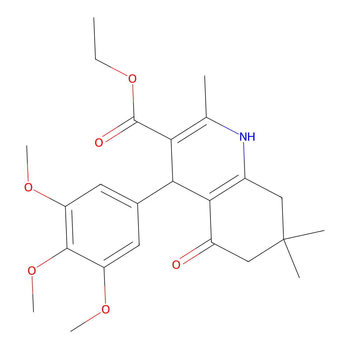 Ethyl 2,7,7-trimethyl-5-oxo-4-(3,4,5-trimethoxyphenyl)-1,4,5,6,7,8-hexahydroquinoline-3-carboxylate molecular structure, CAS 78080-70-3