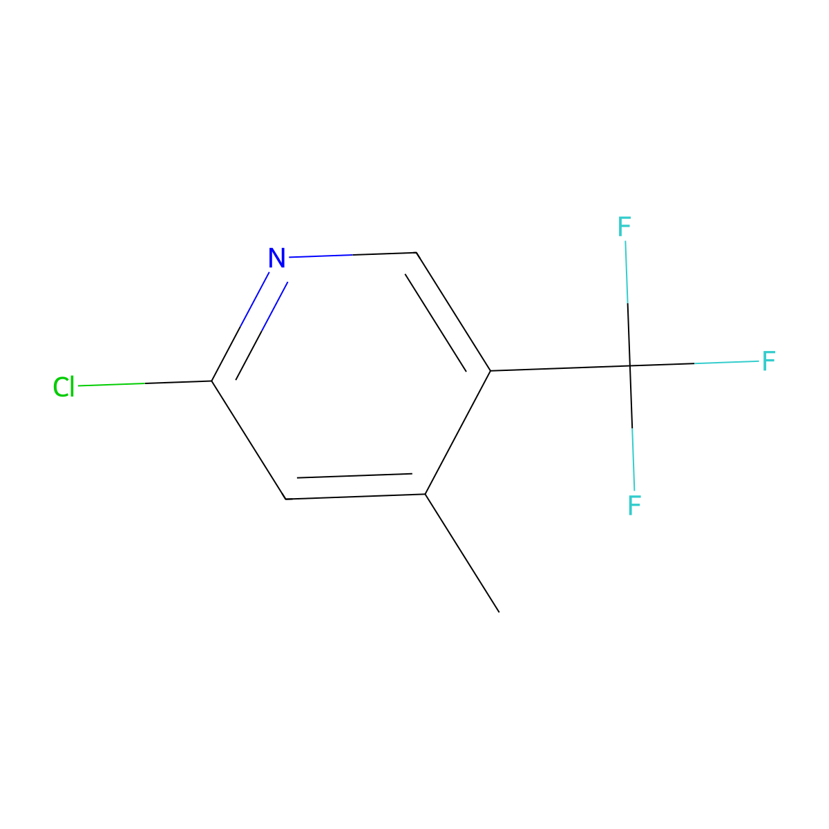 2-Chloro-4-methyl-5-(trifluoromethyl)pyridine molecular structure, CAS 780802-36-0