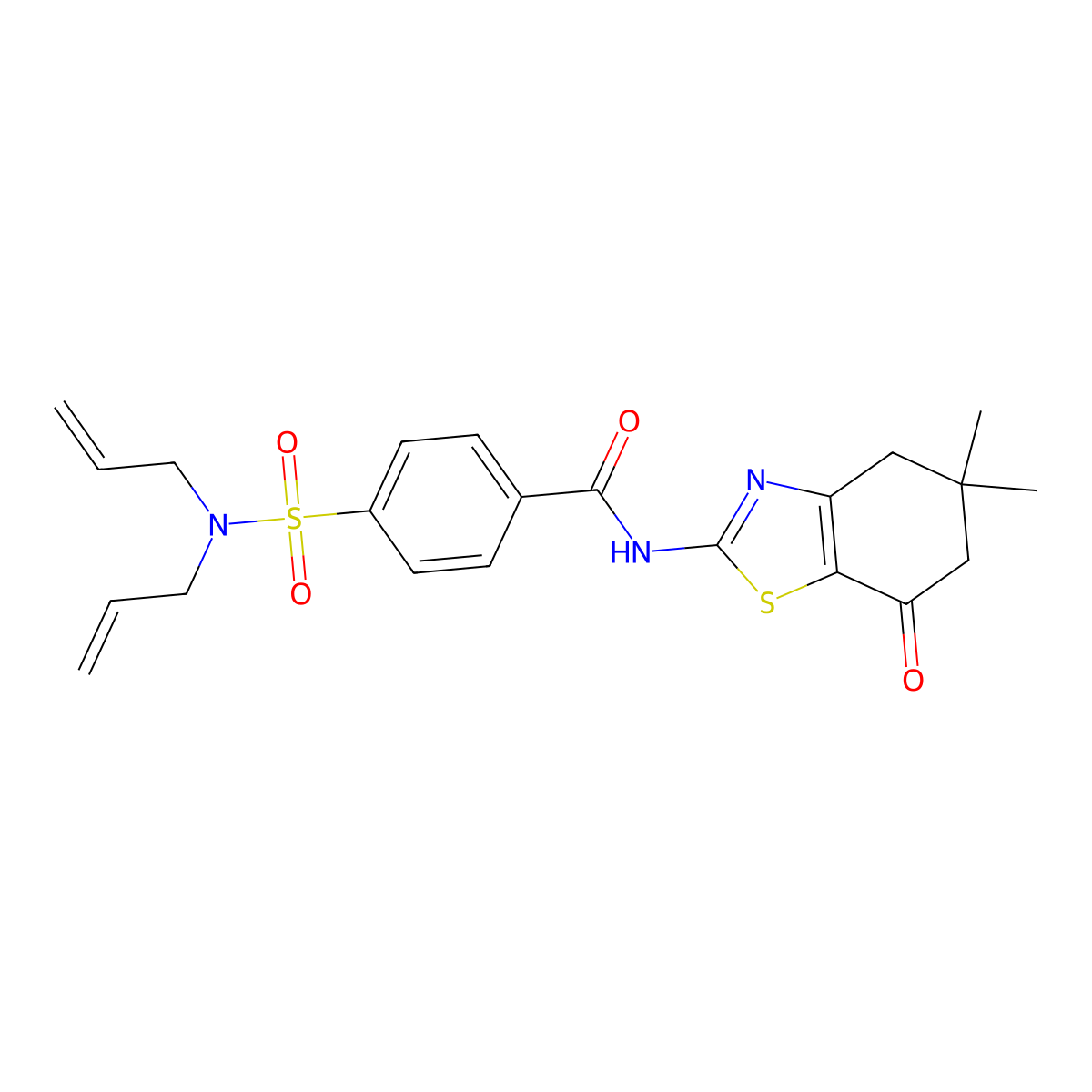 4-(N,N-diallylsulfamoyl)-N-(5,5-dimethyl-7-oxo-4,5,6,7-tetrahydrobenzo[d]thiazol-2-yl)benzamide molecular structure, CAS 780805-96-1